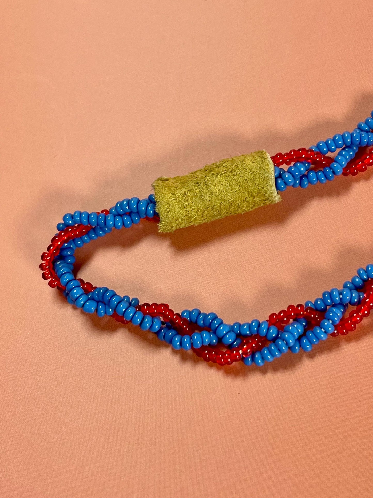 Native Long Bead and Leather Necklace