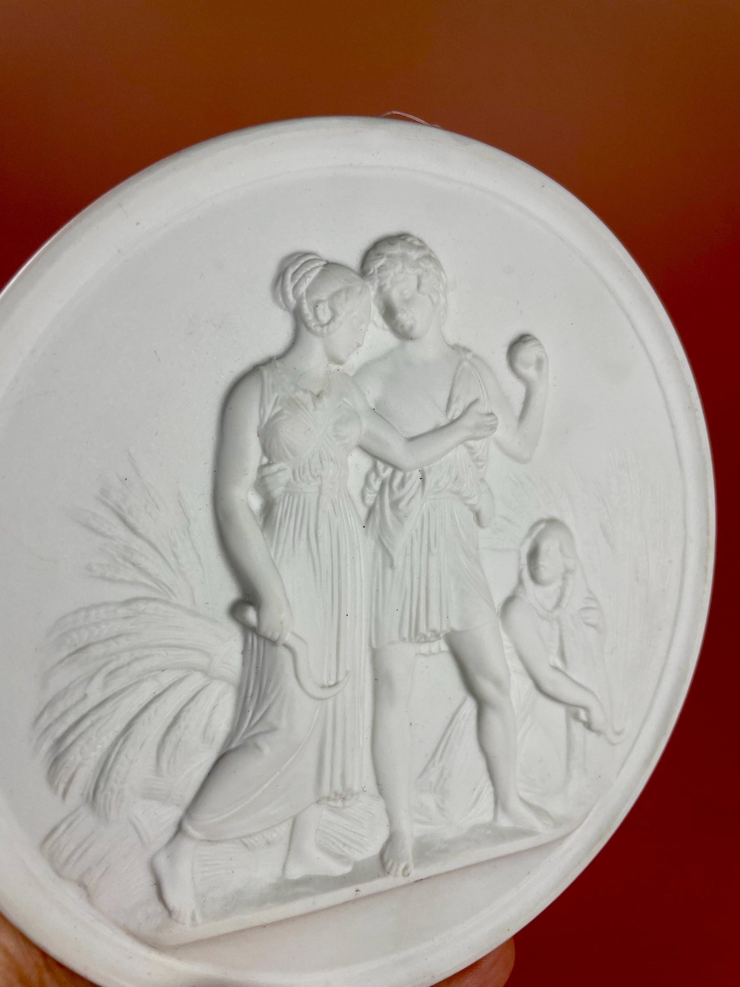 Vintage B&G Bing and Grondahl Parian Bisque Porcelain Round Wall Plaque Denmark