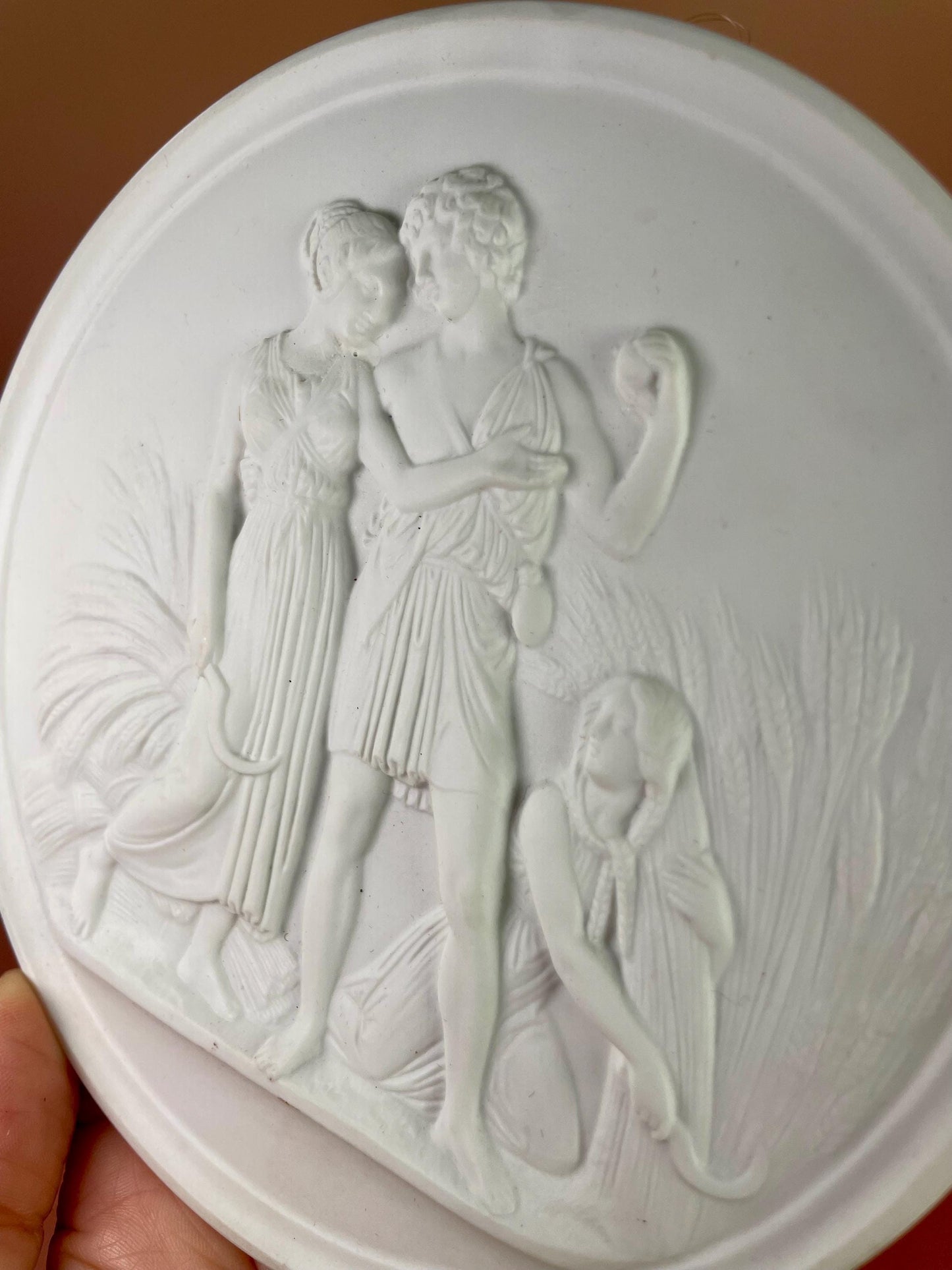 Vintage B&G Bing and Grondahl Parian Bisque Porcelain Round Wall Plaque Denmark