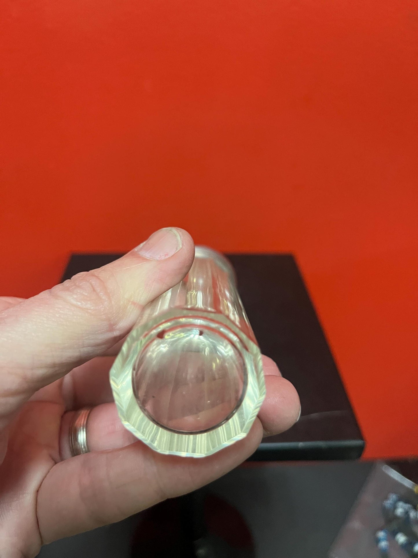 5 inch long English hallmarked sterling silver and crystal perfume bottle Good condition