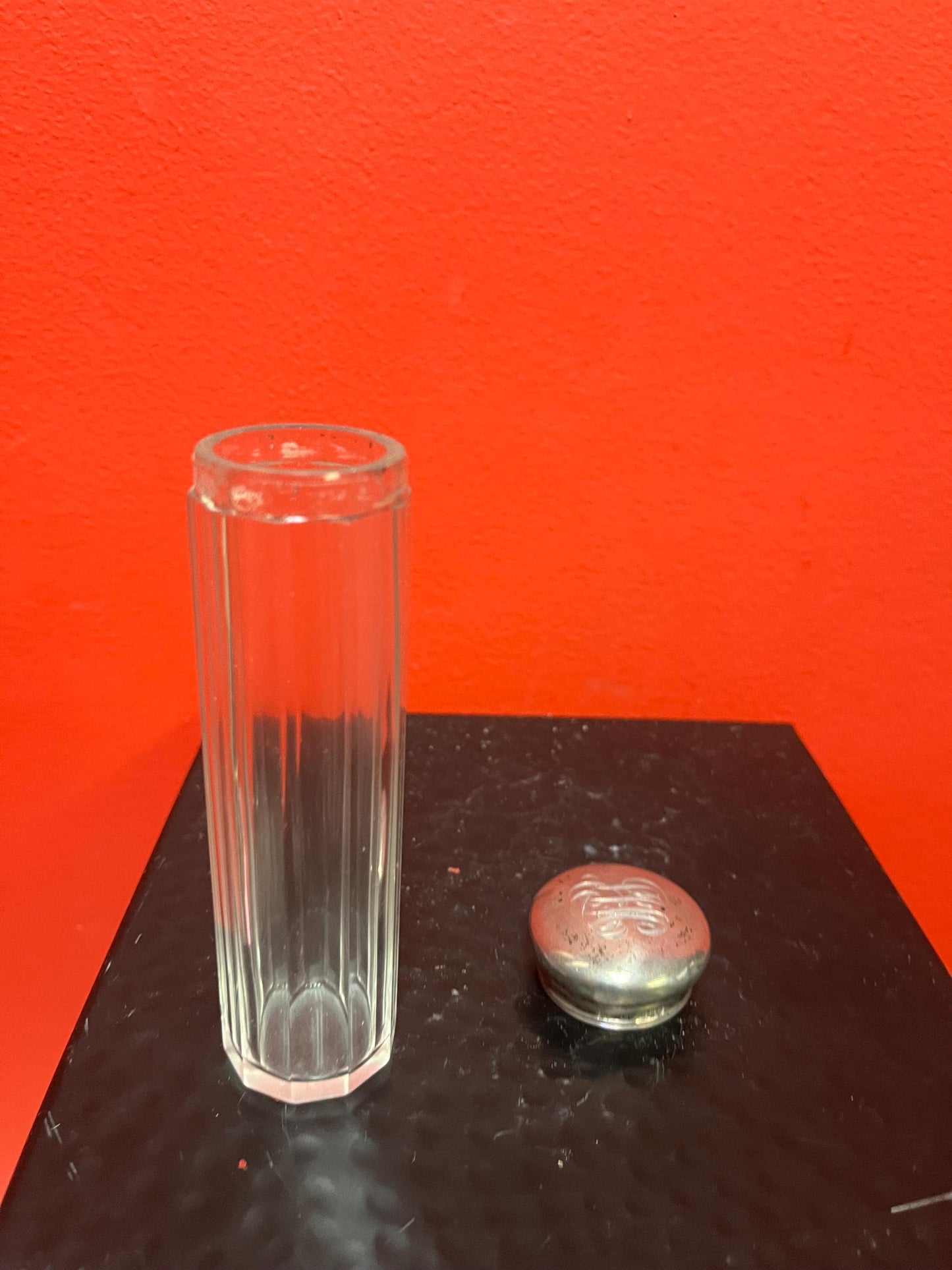 5 inch long English hallmarked sterling silver and crystal perfume bottle Good condition