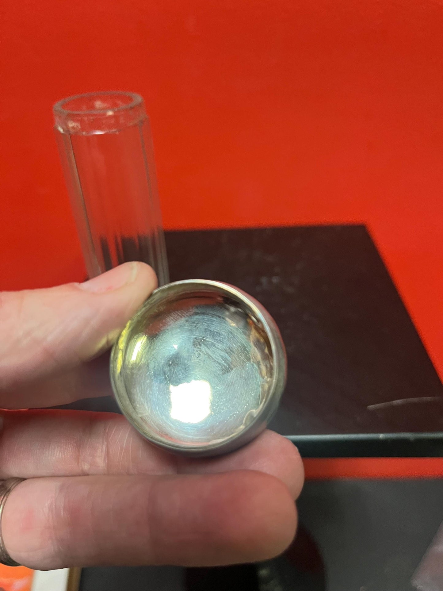 5 inch long English hallmarked sterling silver and crystal perfume bottle Good condition