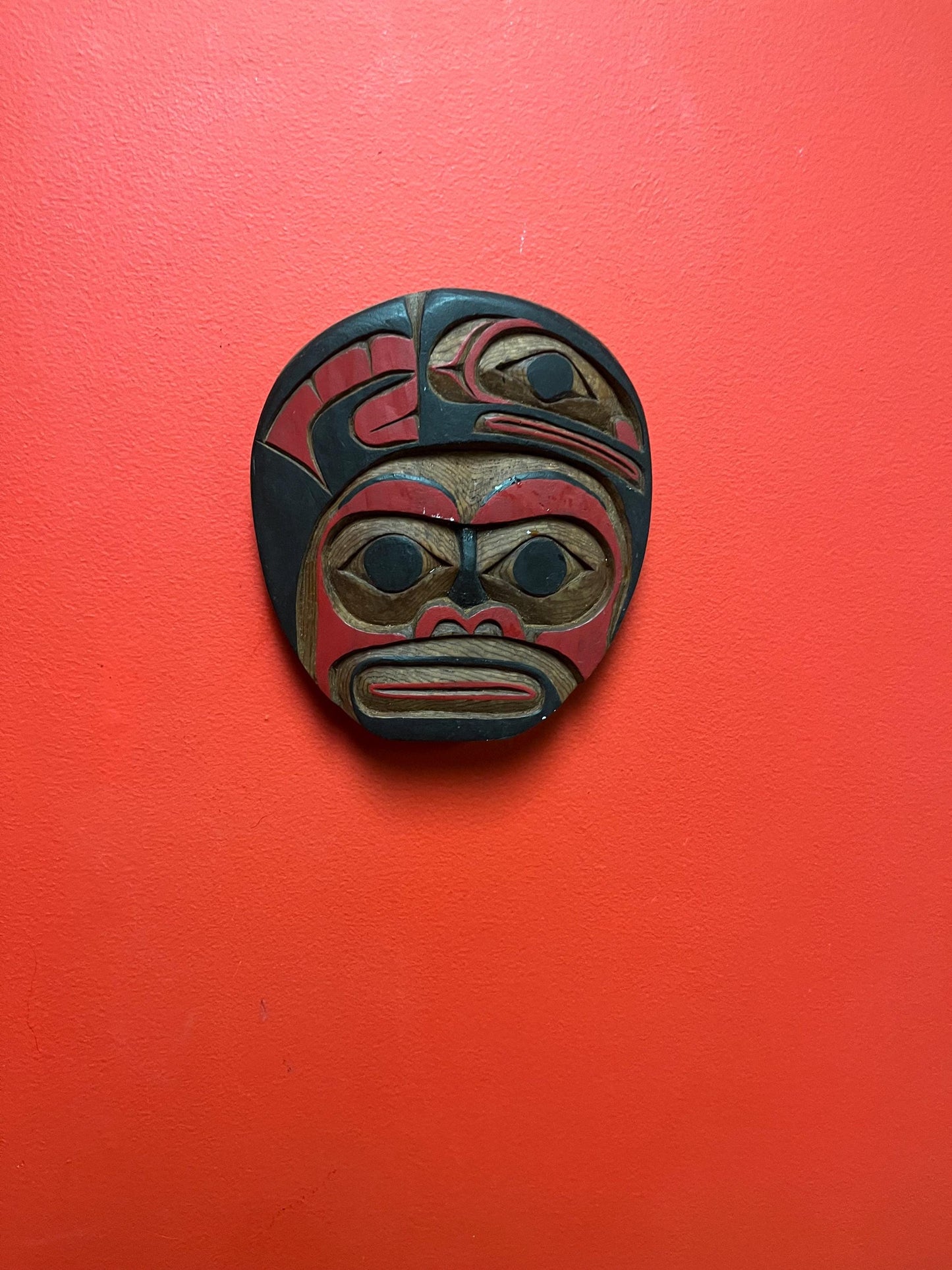 Very beautiful moon salmon transformation mask 8 inches long- indigenous first nations Pacific Northwest Coast art Stan Smith