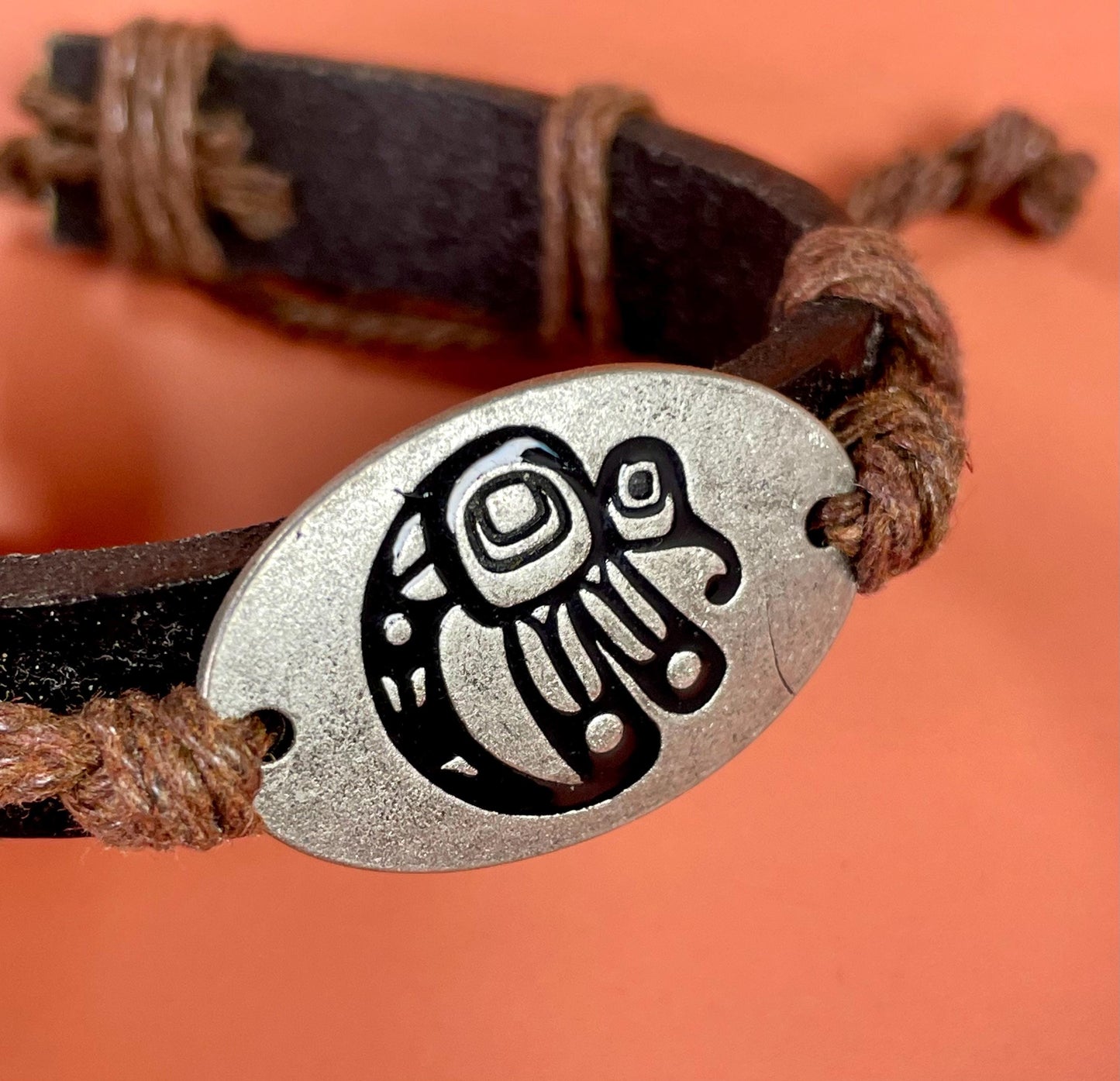 Handcrafted Leather Bracelet with Tribal Eagle Design