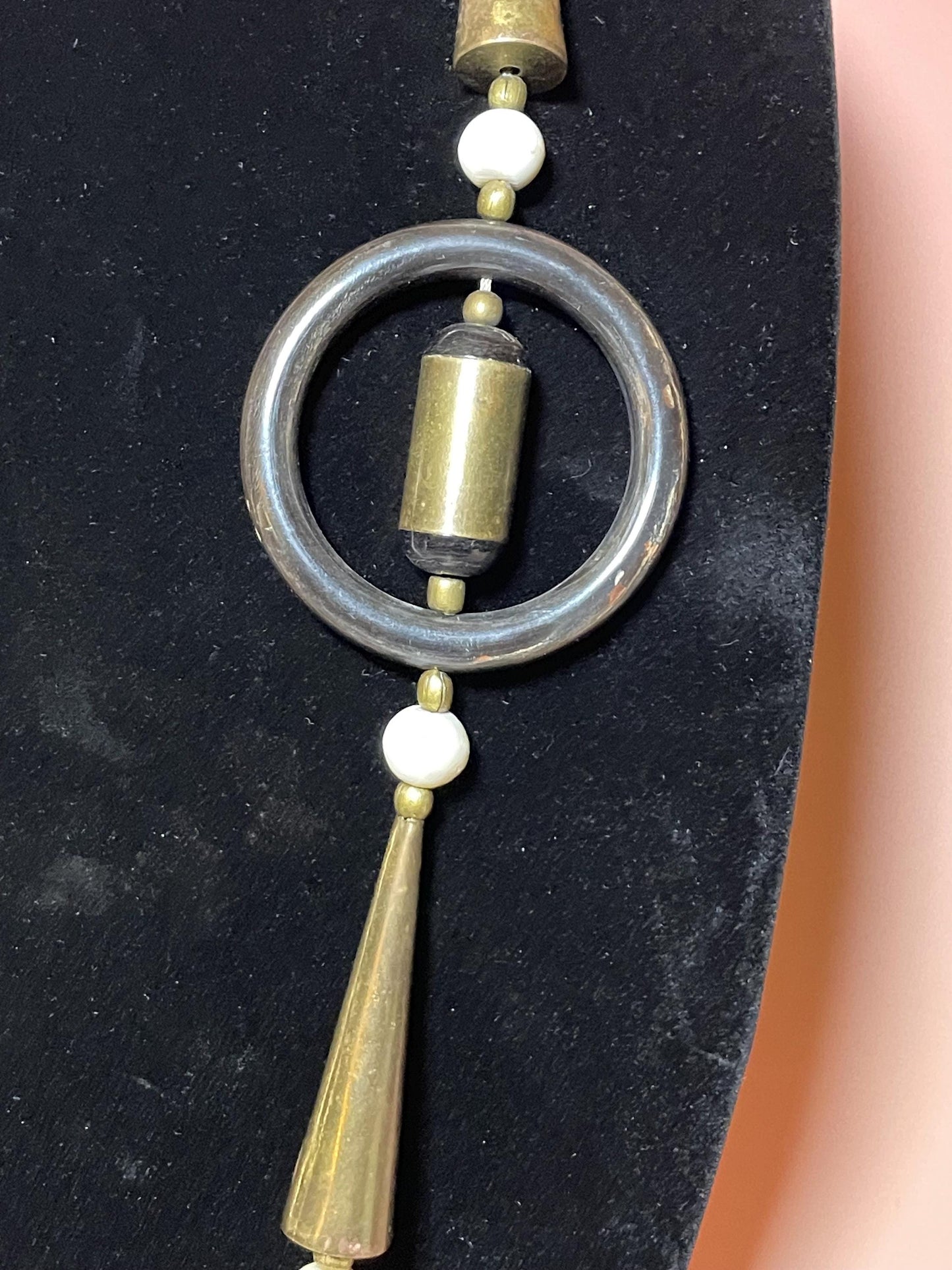 Persian Bone, Brass and Horn Necklace with Mini Purse