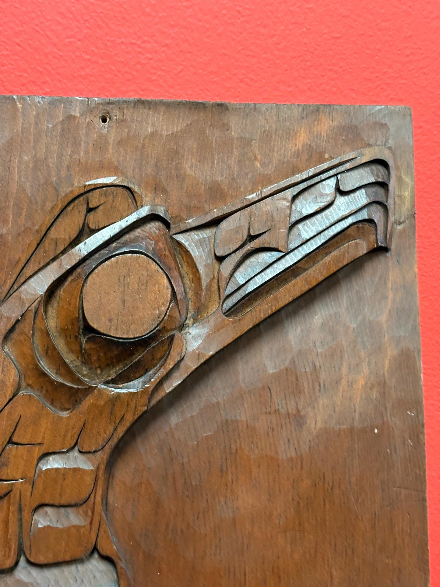 Beautiful 18 x 11 signed indigenous first nation Pacific north West Coast eagle panel   all from one piece  Eddy John  wow detail