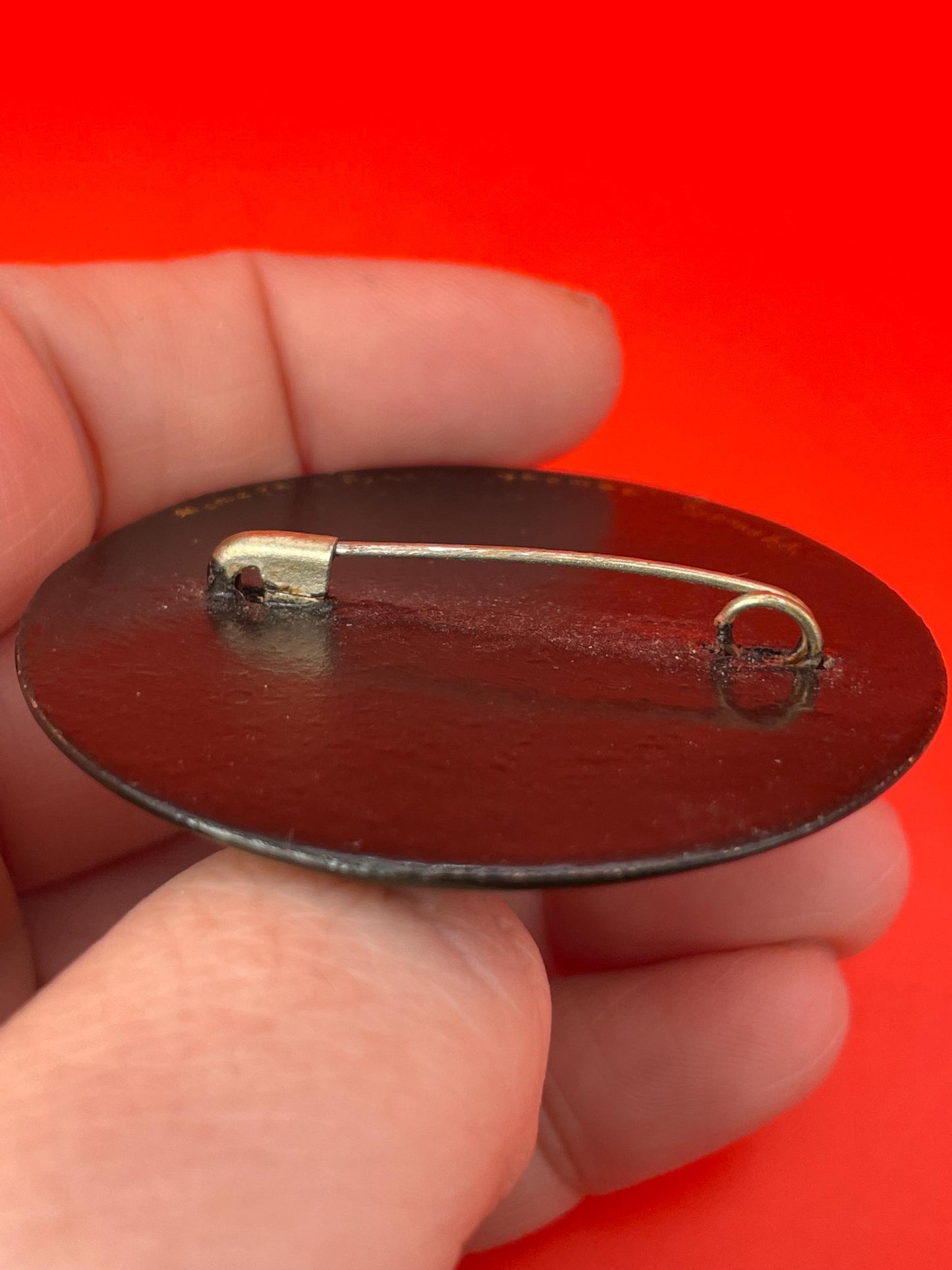 2 inch Wooden Signed Painted Brooch