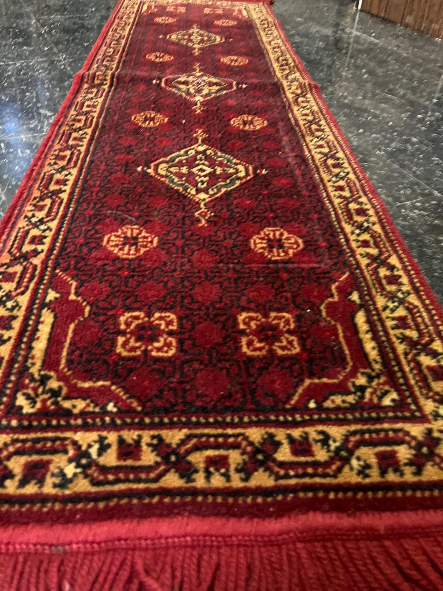 Stunning 58 x 15 inch antique Persian wool prayer rug in fabulous condition great for a small space