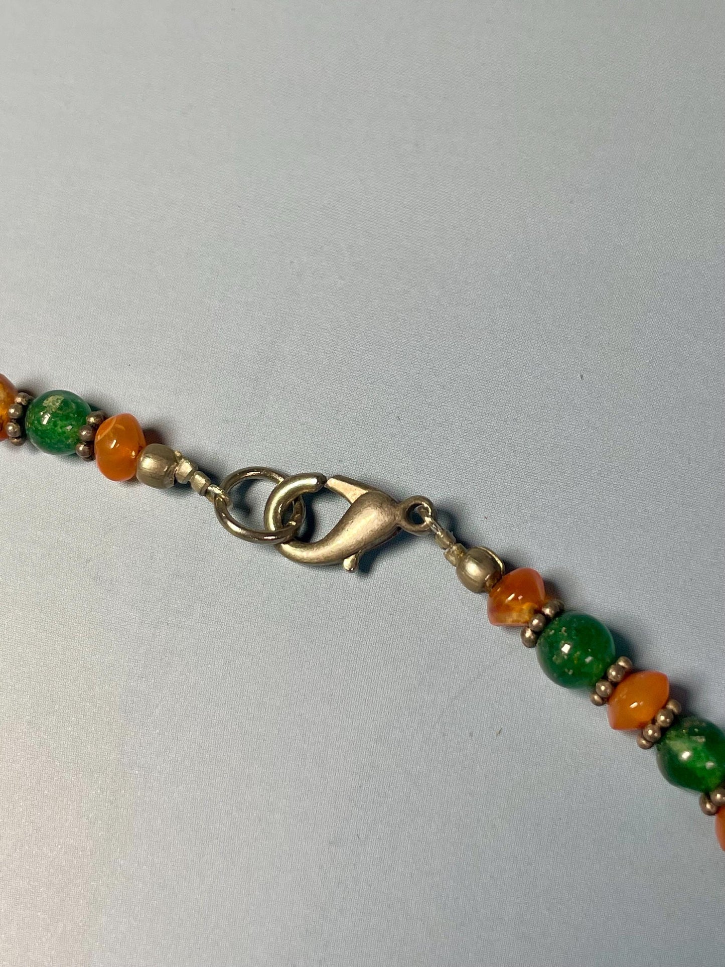 16 Venetian Glass Bead Necklace with Silver and Stone Accents