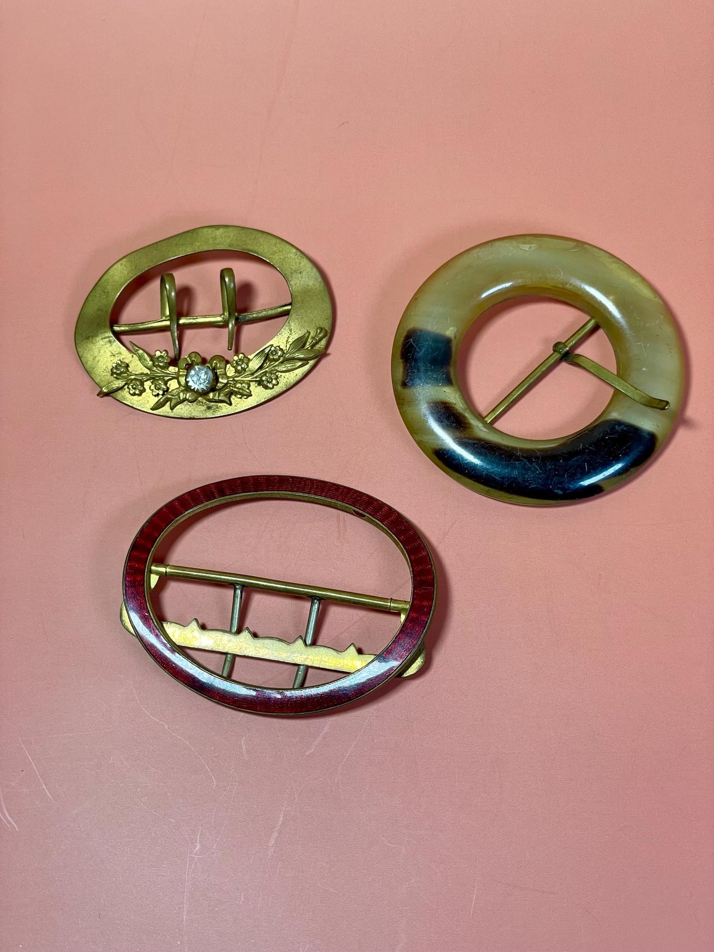 Lot of 3 Ladies Antique Belt Buckles
