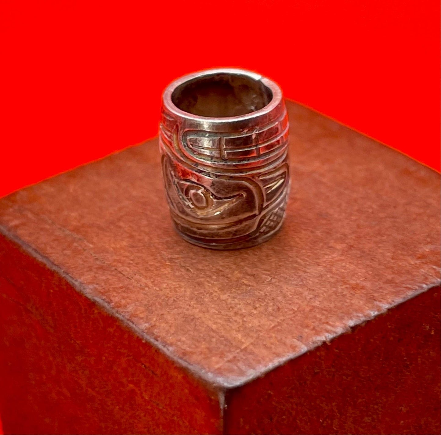 Native First Nations Handcarved Sterling Silver Bead