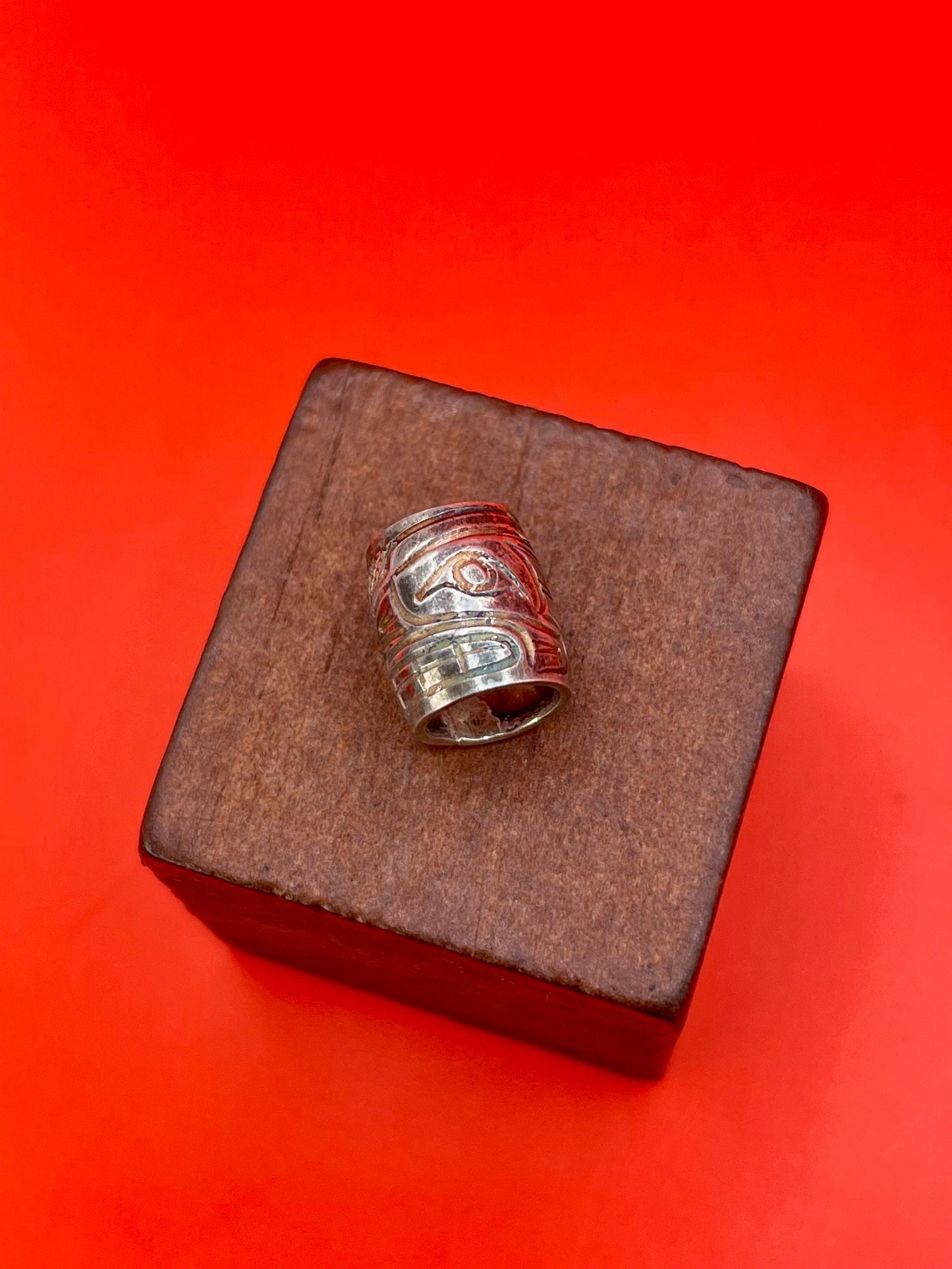 Native First Nations Handcarved Sterling Silver Bead