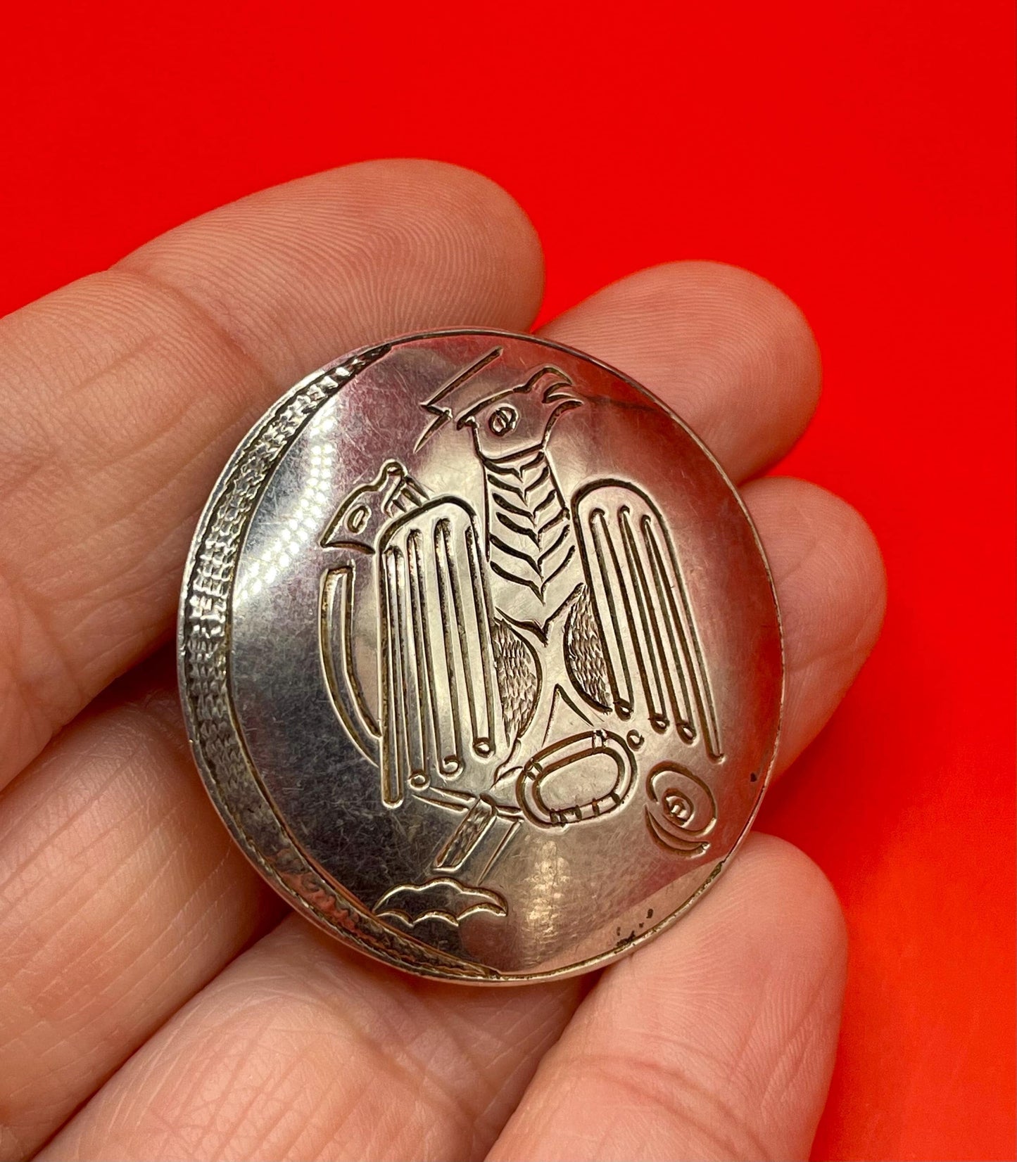 Stunning Indigenous First Nations pacific northwest coast thunderbird pendant brooch signed by the artist great detail great gift