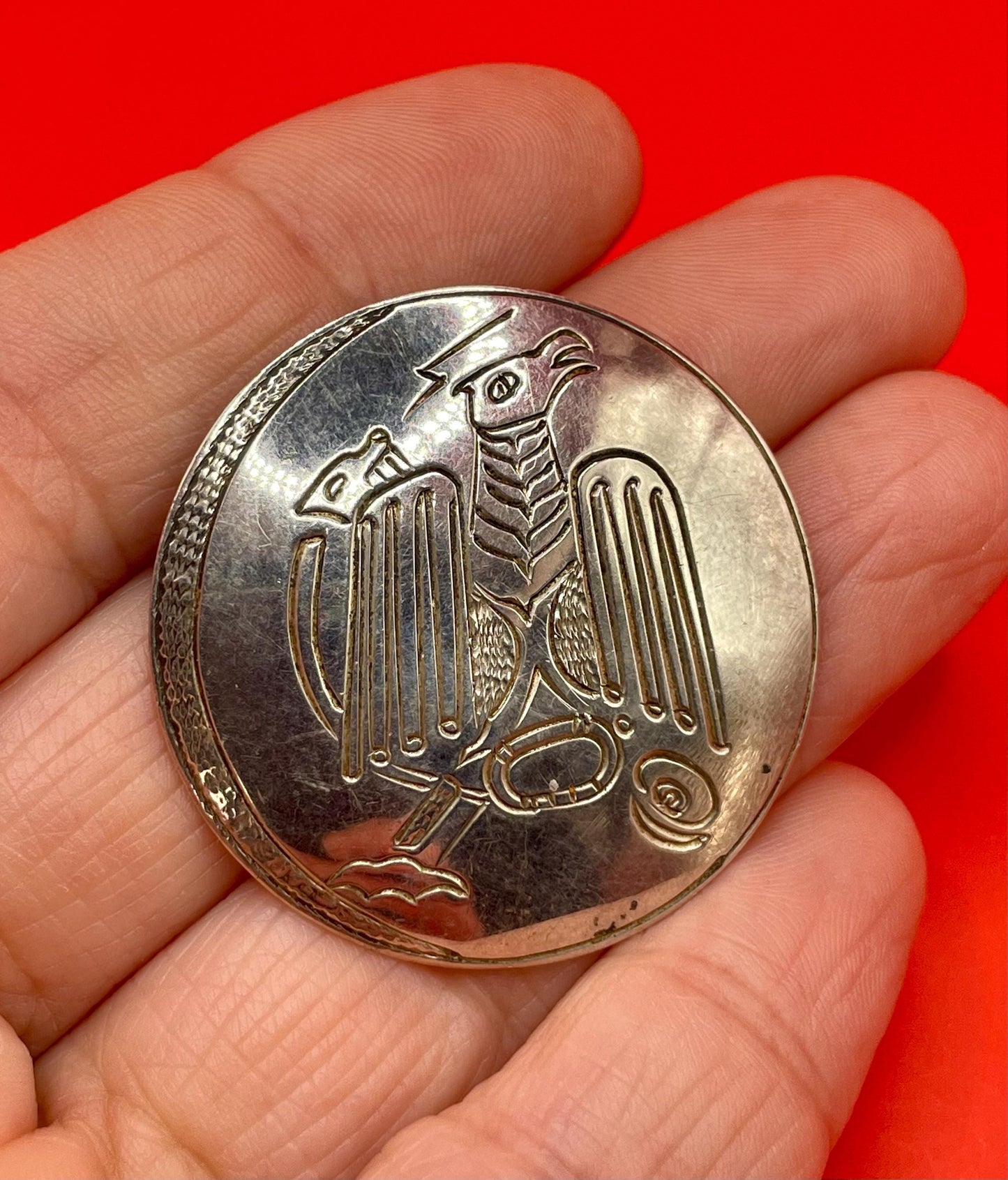 Stunning Indigenous First Nations pacific northwest coast thunderbird pendant brooch signed by the artist great detail great gift