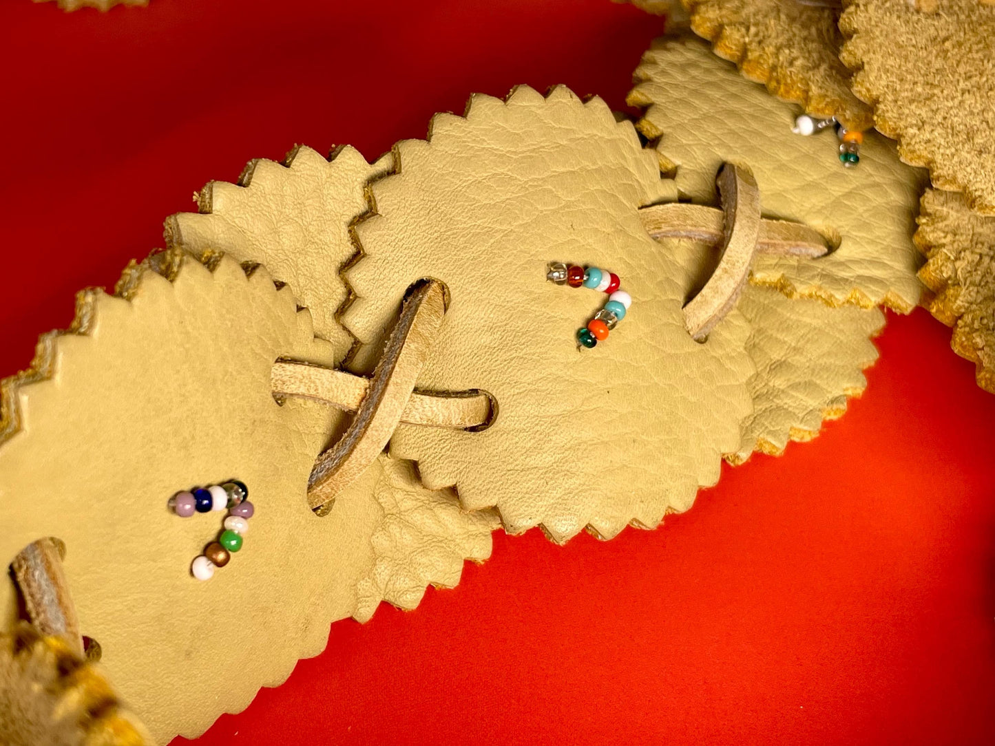 Indigenous Beaded Leather Belt