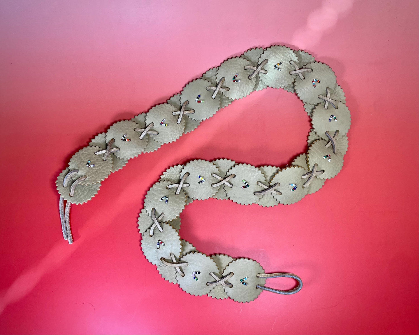 Indigenous Beaded Leather Belt