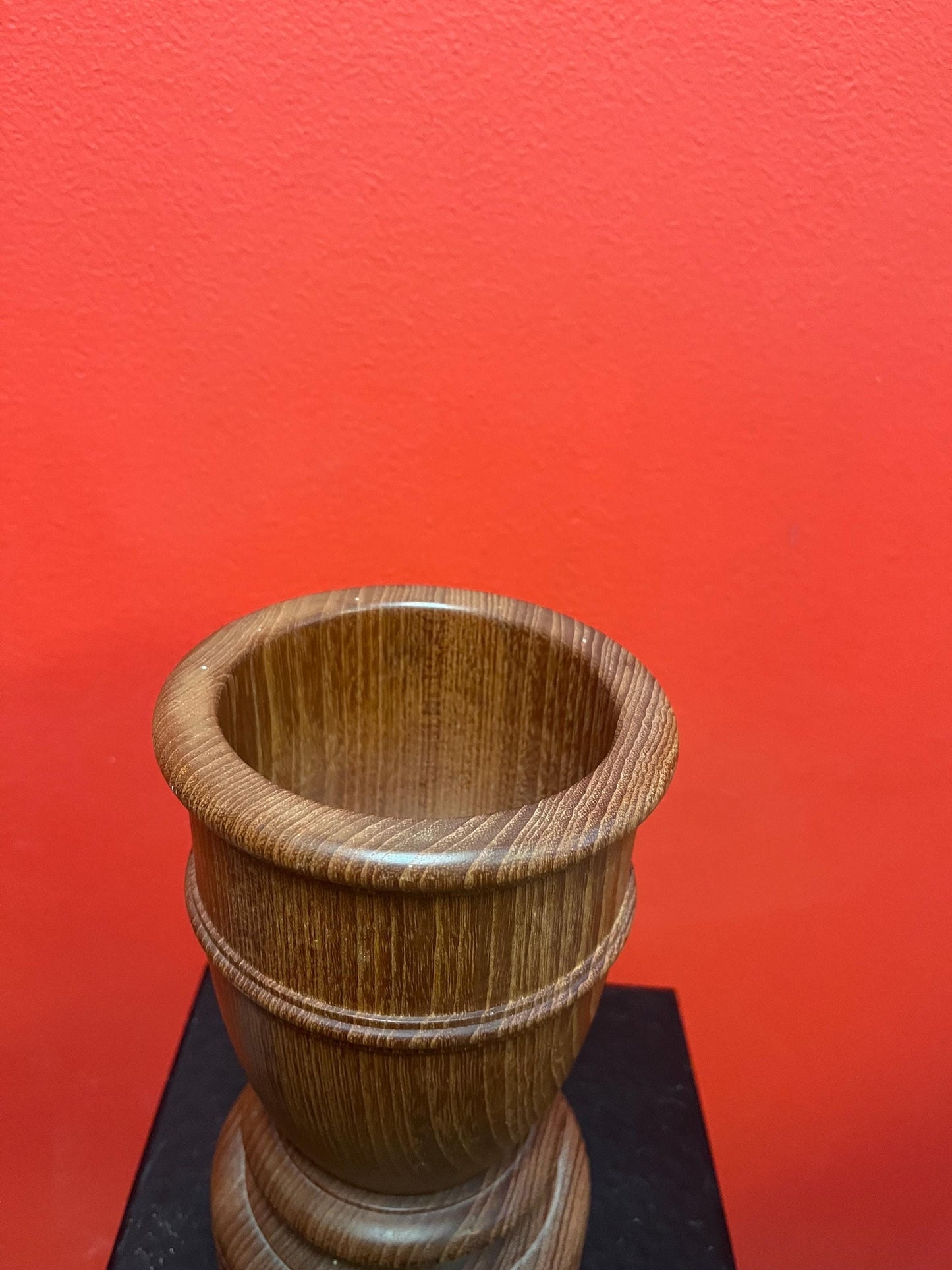 lovely 8 inch MCM teak danish vase or pestam great condition