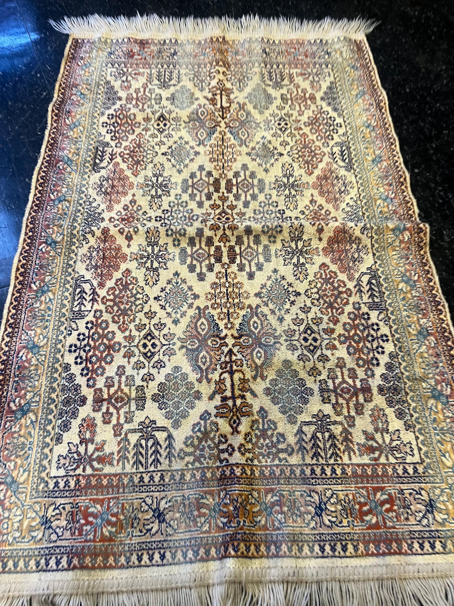 45 x 26“ wide antique Persian silk prayer mat in wonderful condition- wow price