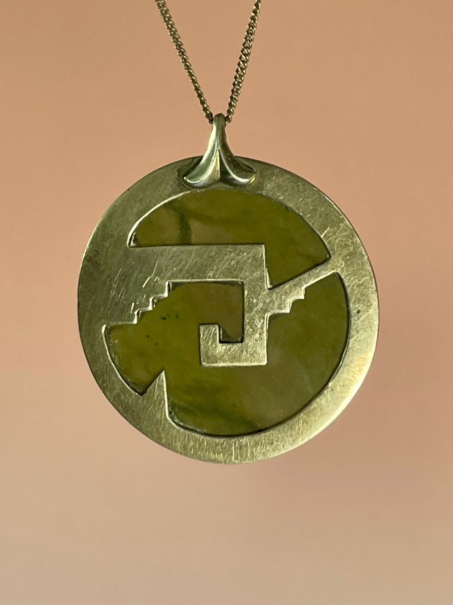 Sterling Silver and Jade pendant Necklace