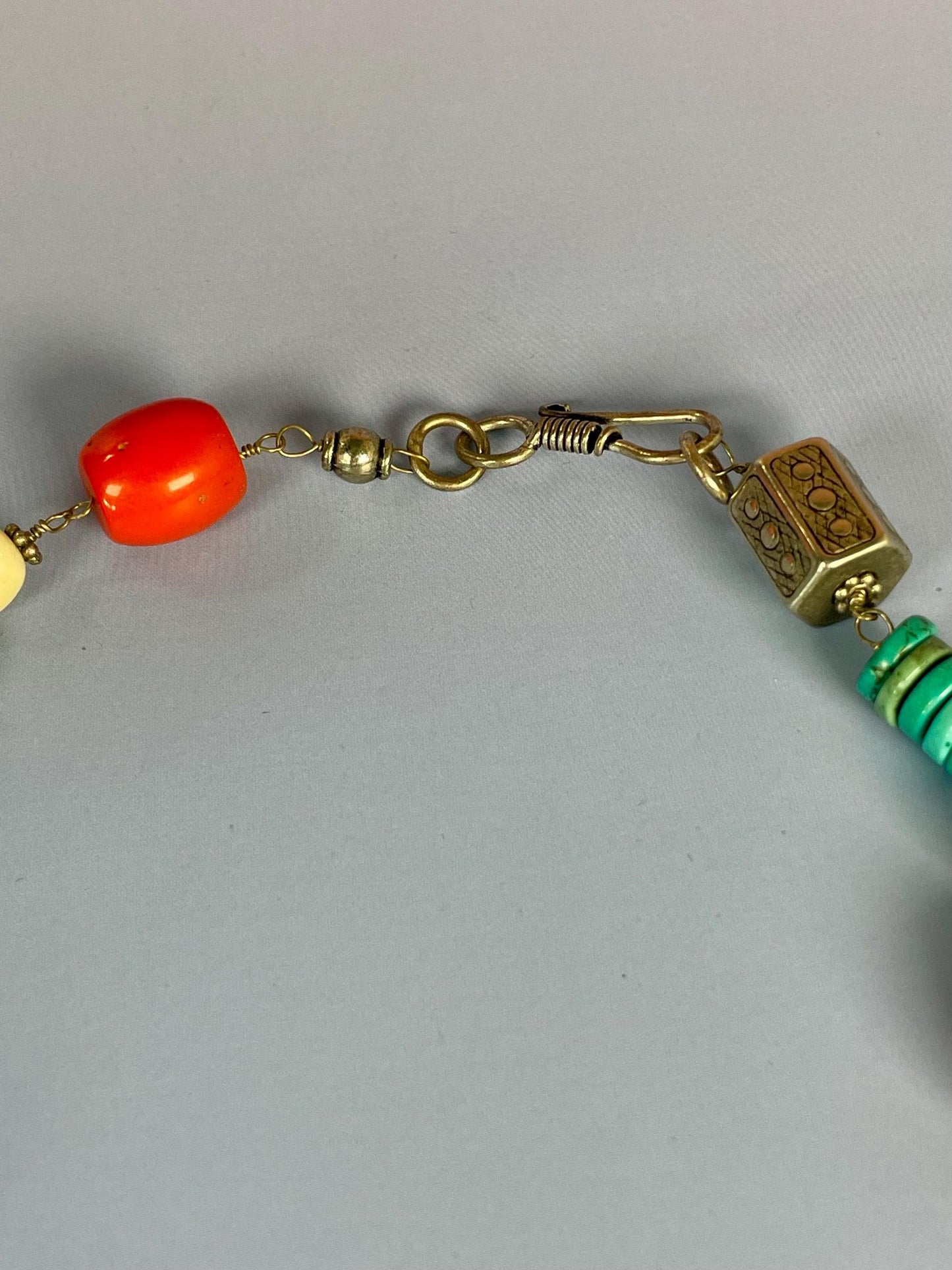 Approximately 18 inch beads and untested silver necklace