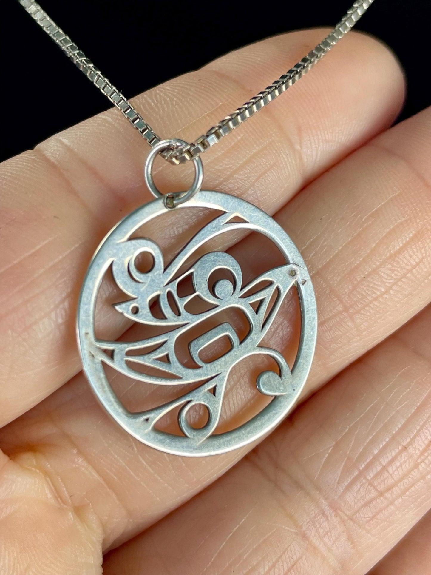 Sterling silver Pendant Necklace with Indigenous Design