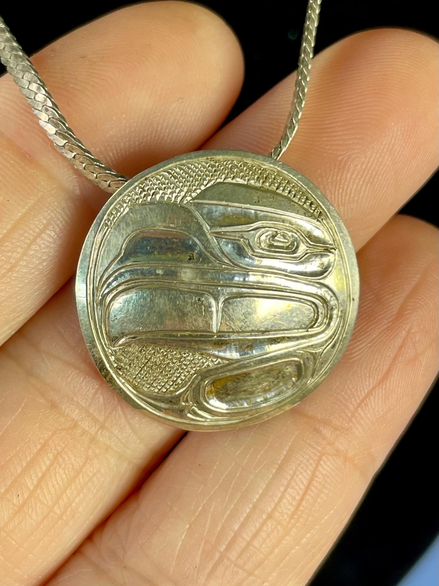 Stunning Indigenous First Nations pacific northwest coast Eagle pendant signed by Walter Davidson great gift