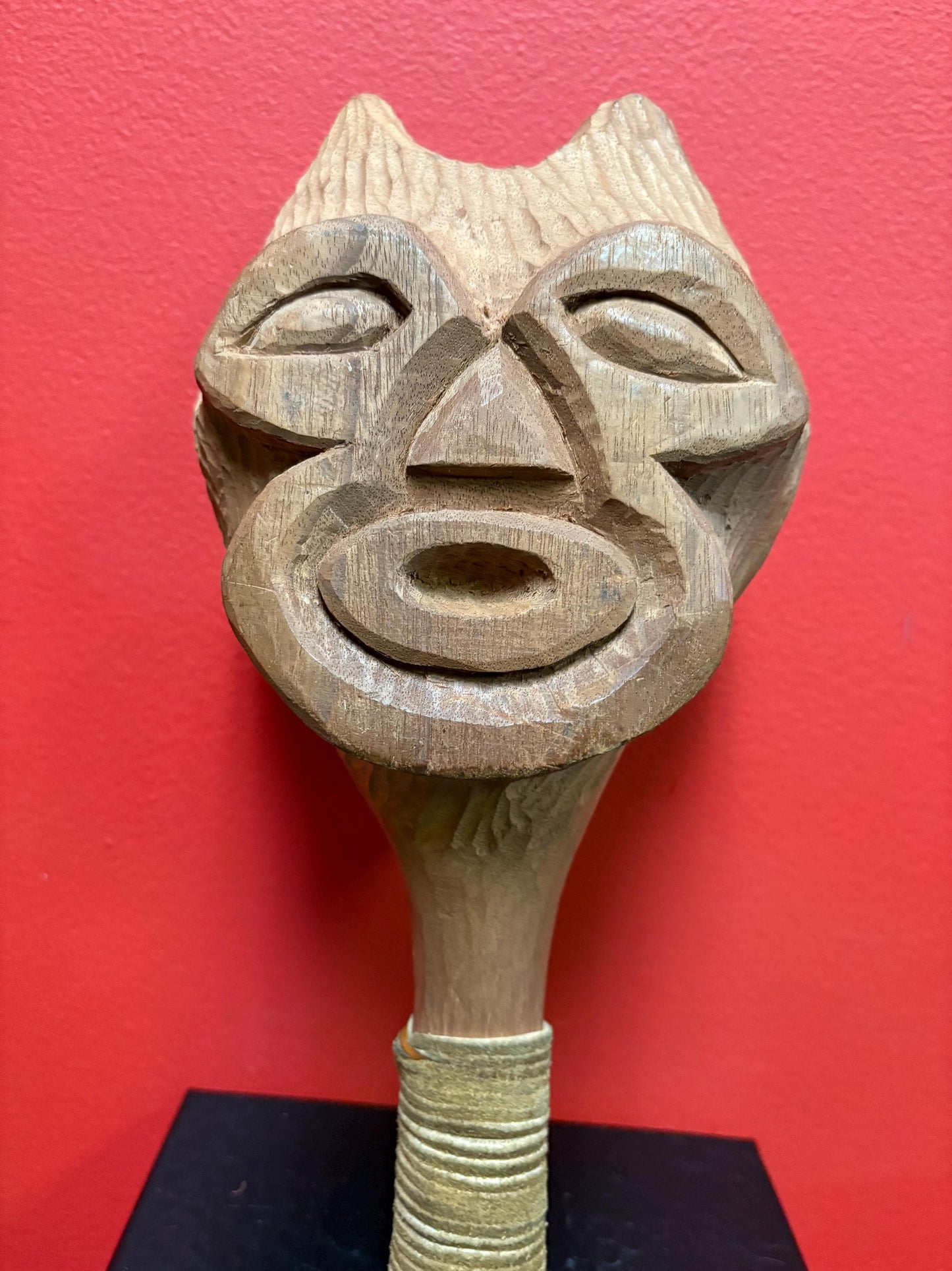 Stunning primitive indigenous first nation, Pacific Northwest Coast 13 inch long wooden rattle with great sound  unsigned beauty