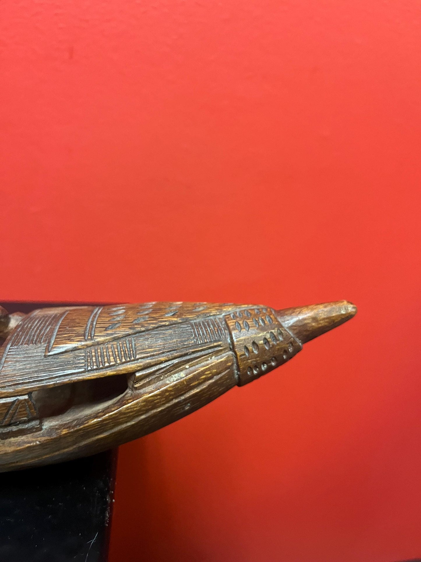Very well carved antique Asian boxwood boat 10 inches long superb little piece wow