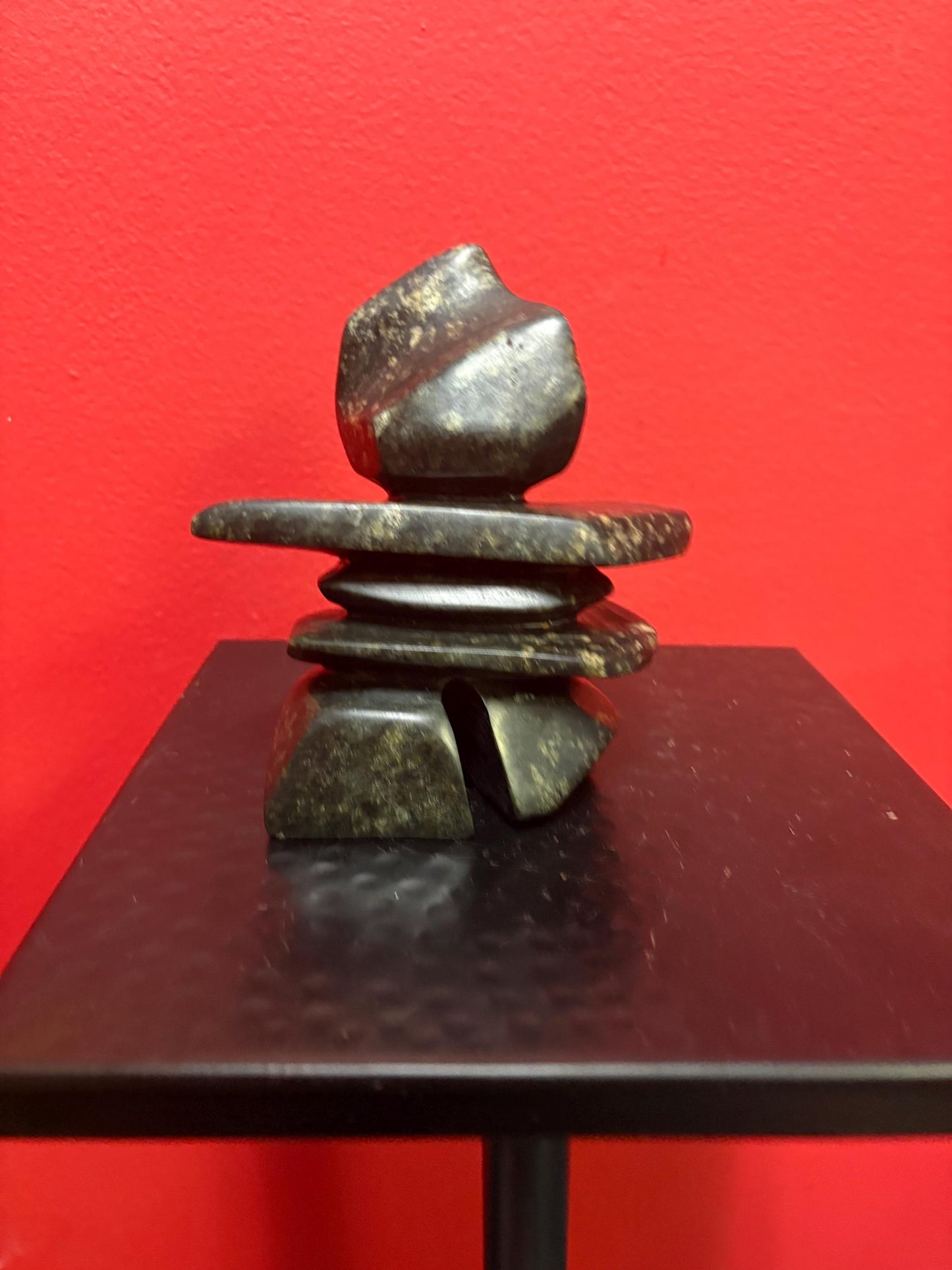 cool Canadian stone  signed Issac Ohatag Inukshuk  great condition and dated  Inuit authentic soapstone  5 inches high