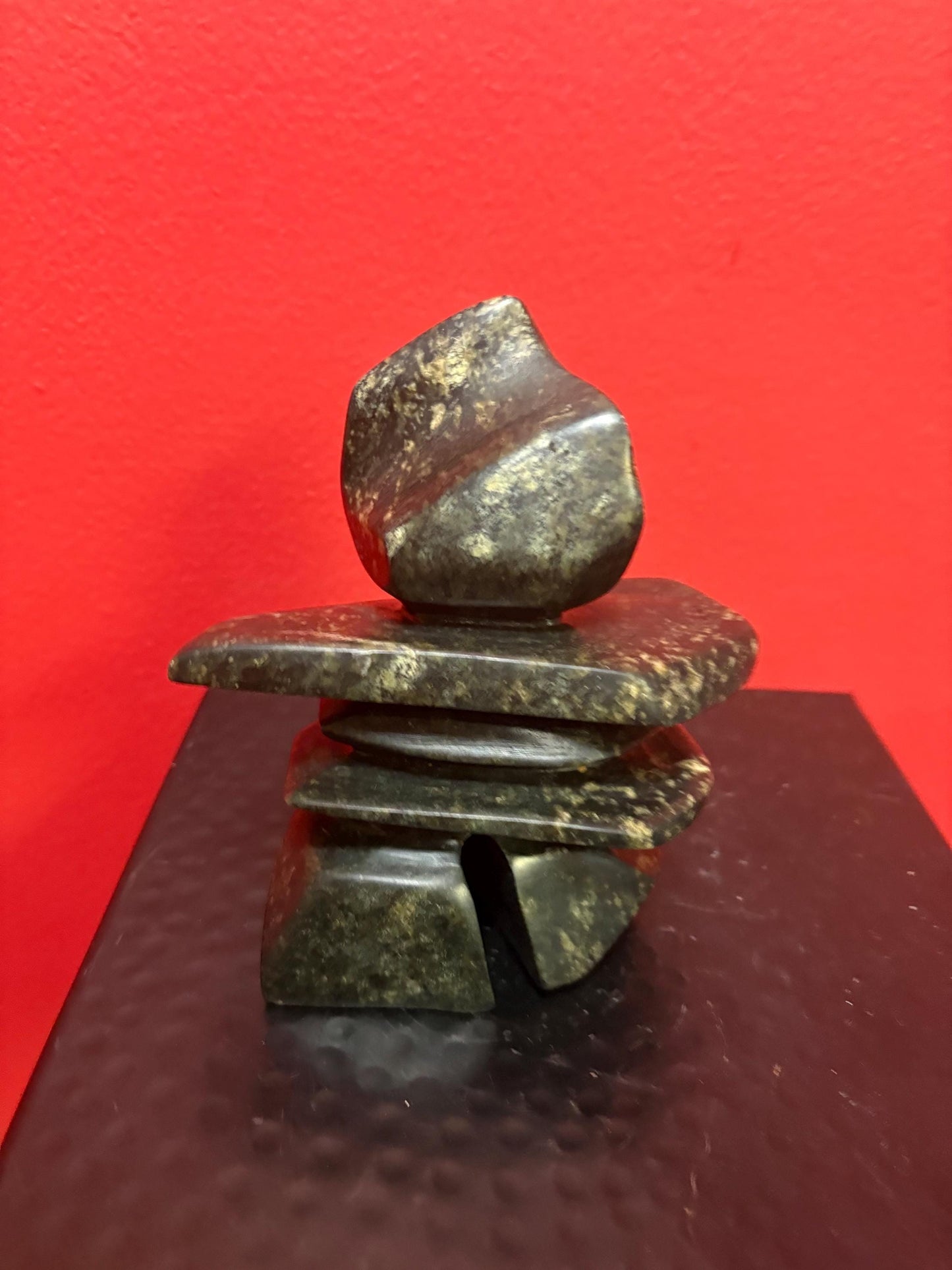 cool Canadian stone  signed Issac Ohatag Inukshuk  great condition and dated  Inuit authentic soapstone  5 inches high