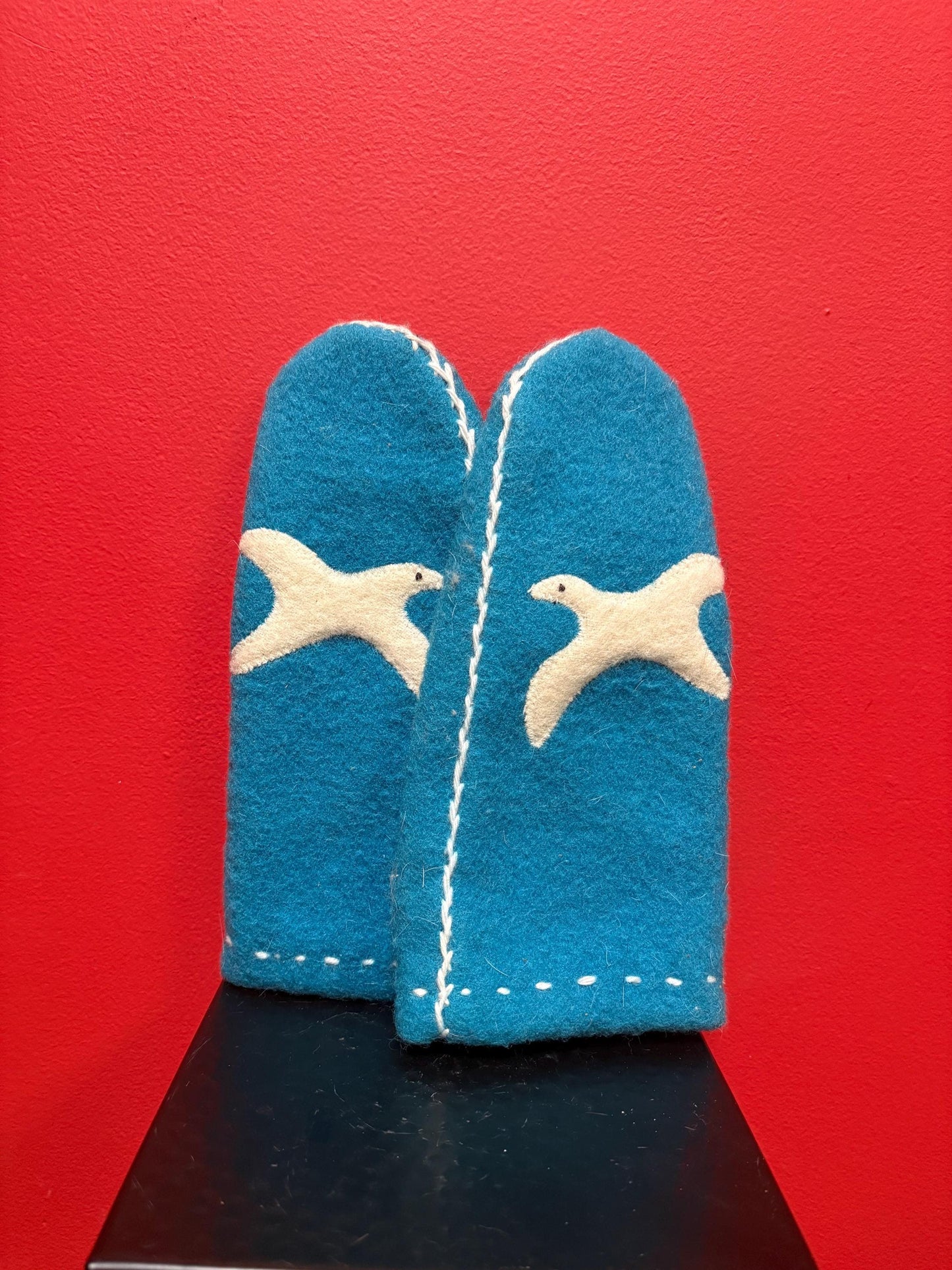 Beautiful Inuit felt antique felt mittens 11 x 5 wide beautiful condition very rare could be worn or collected