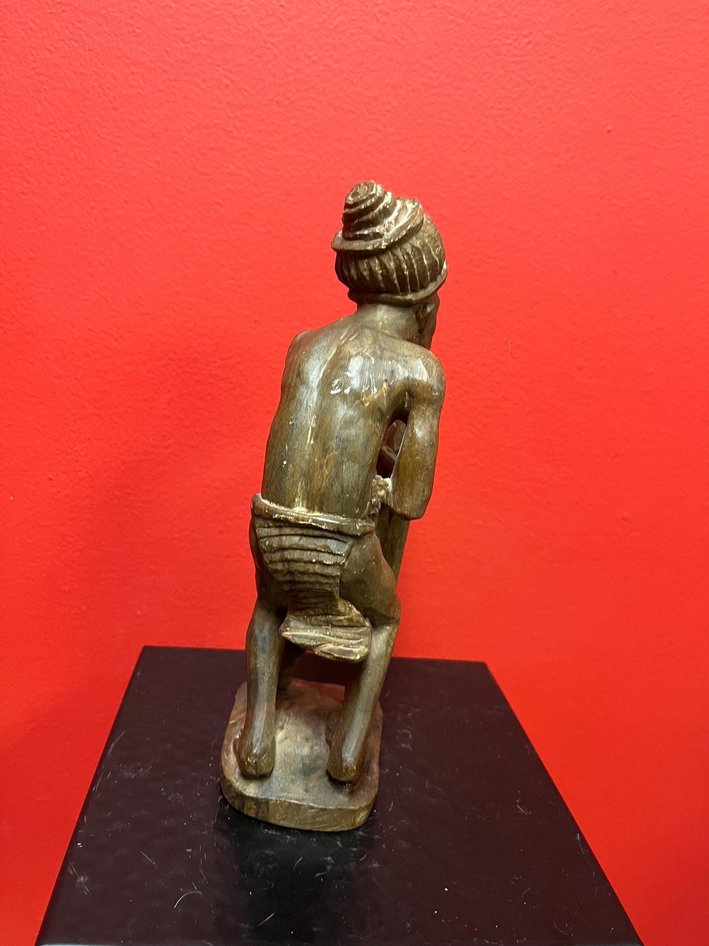 Lovely older 9 inch African stone statue well carved and heavy