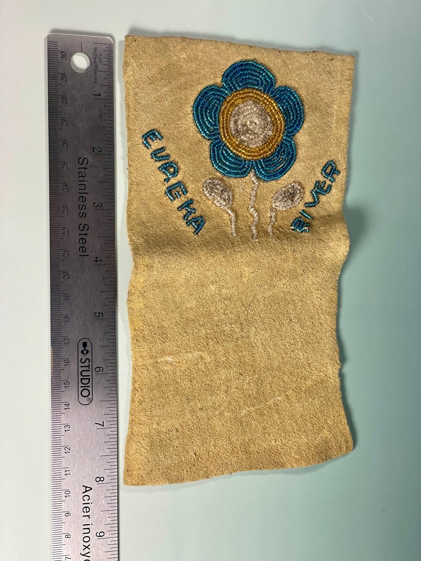 8 x 4.5 inch Indigenous First Nations Beaded Piece of Leather