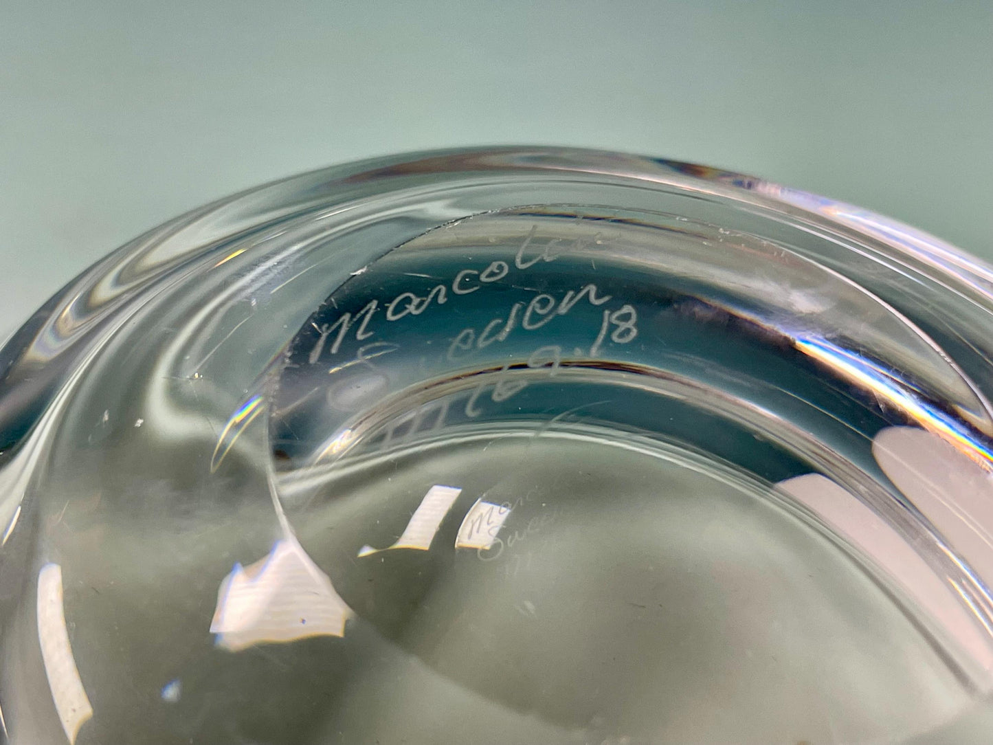 Vintage “Marcolin" Glass Shell dish made in Sweden