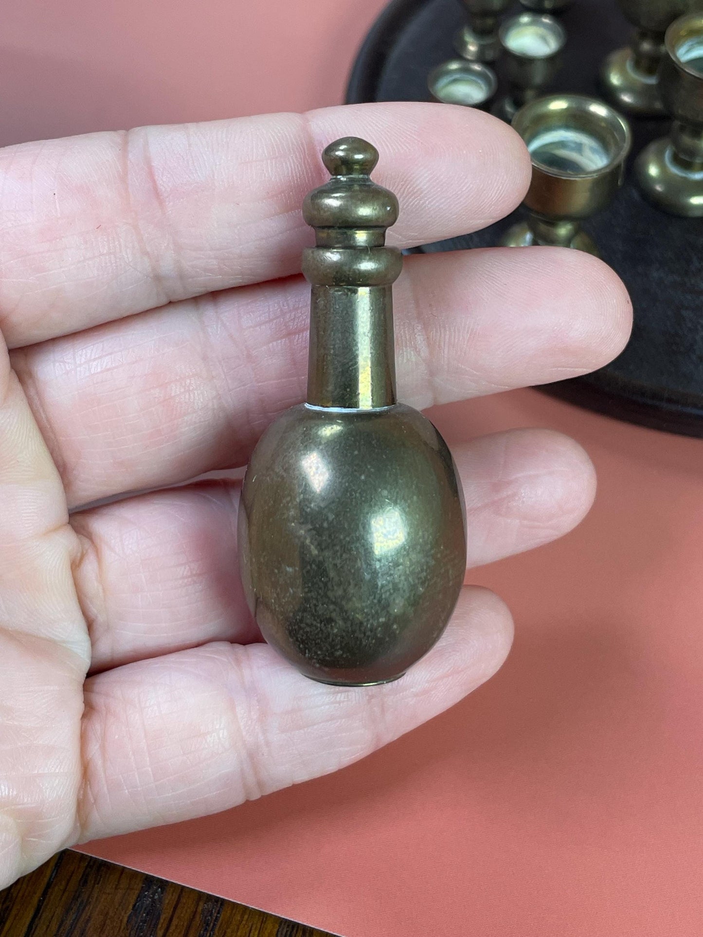 Set of Miniature Brass Bottle/Cup Set with Tray