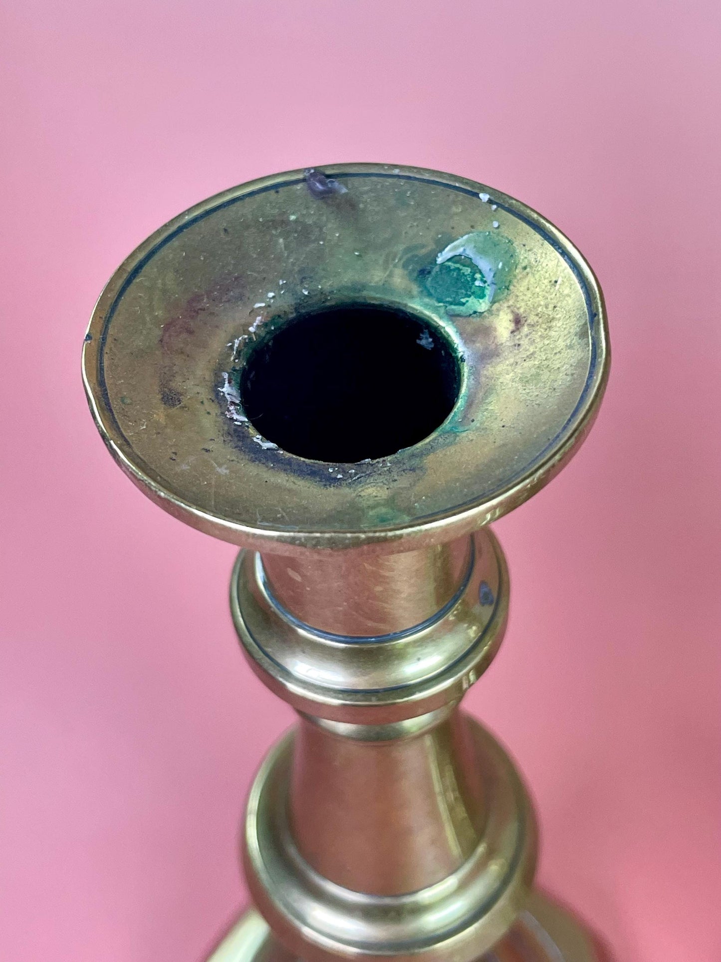 A Pair antique brass candlesticks 7.5 inches tall