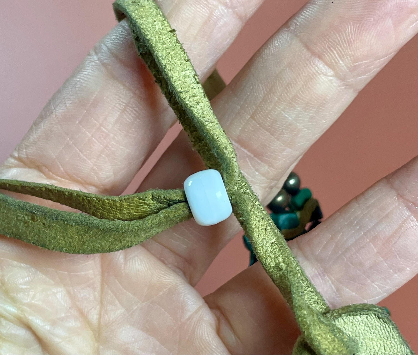 Cool Leather, Ebony wood and stone Bracelet