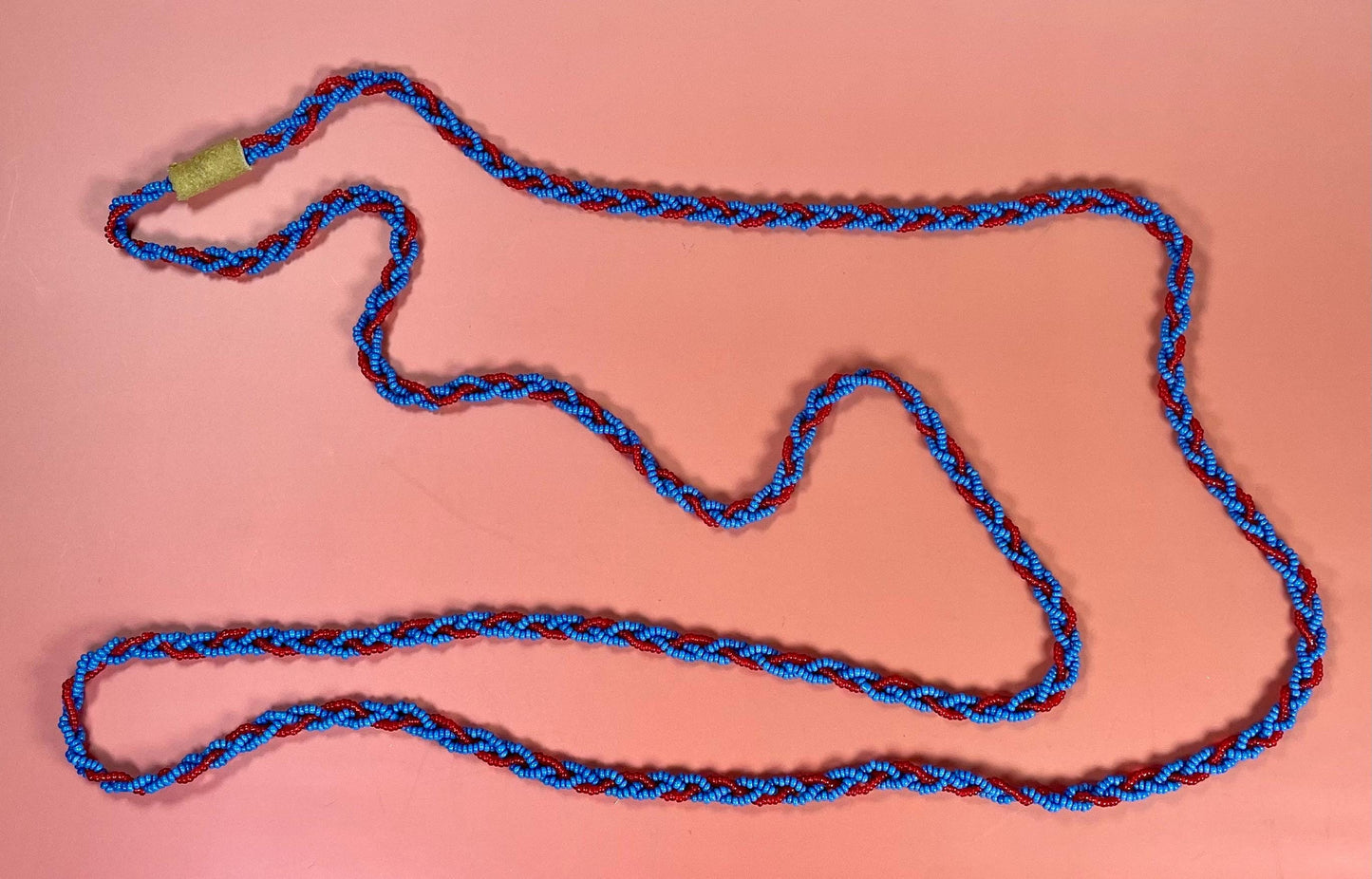 Native Long Bead and Leather Necklace