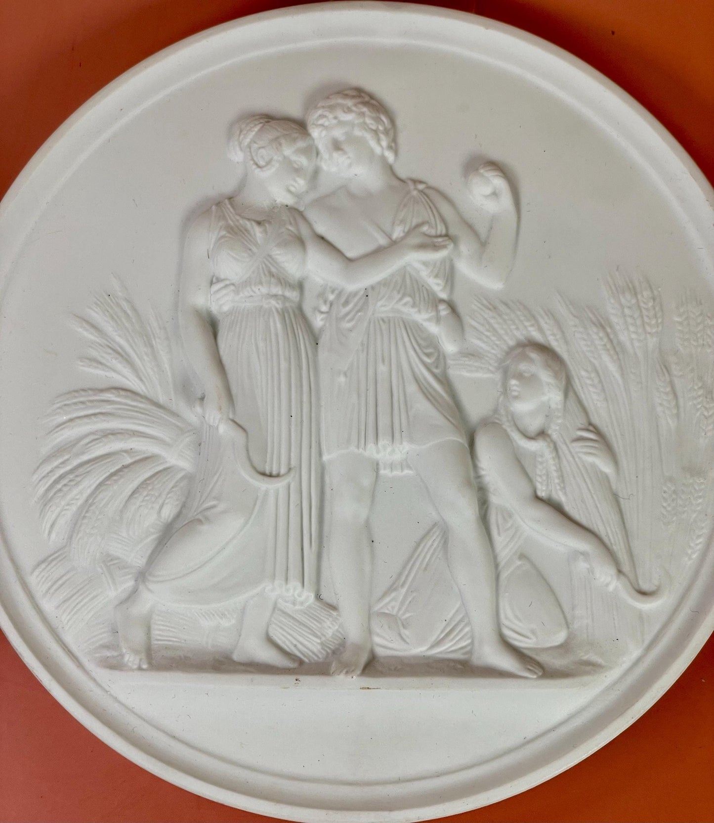 Vintage B&G Bing and Grondahl Parian Bisque Porcelain Round Wall Plaque Denmark