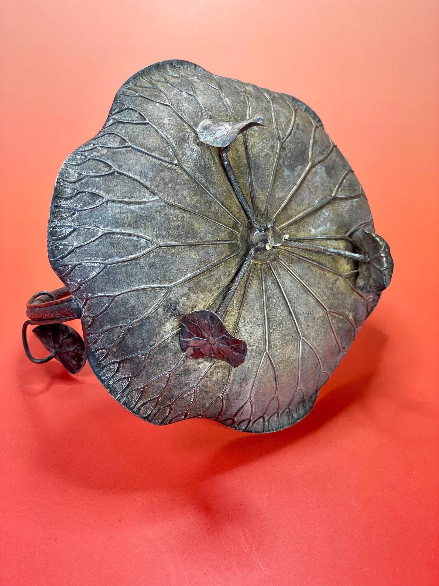 Antique Silver Plated Art Nouveau Lily Pad Dish