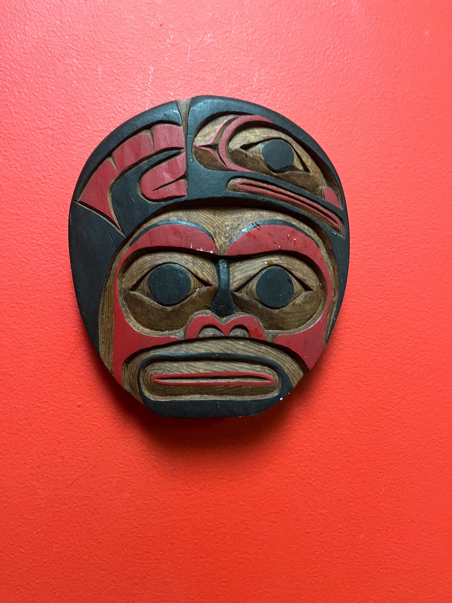 Very beautiful moon salmon transformation mask 8 inches long- indigenous first nations Pacific Northwest Coast art Stan Smith