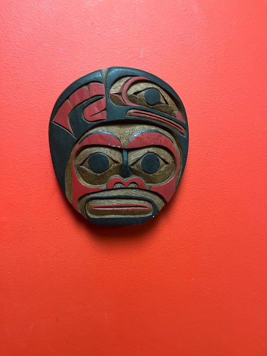 Very beautiful moon salmon transformation mask   8 inches long- indigenous first nations Pacific Northwest Coast art  Stan Smith