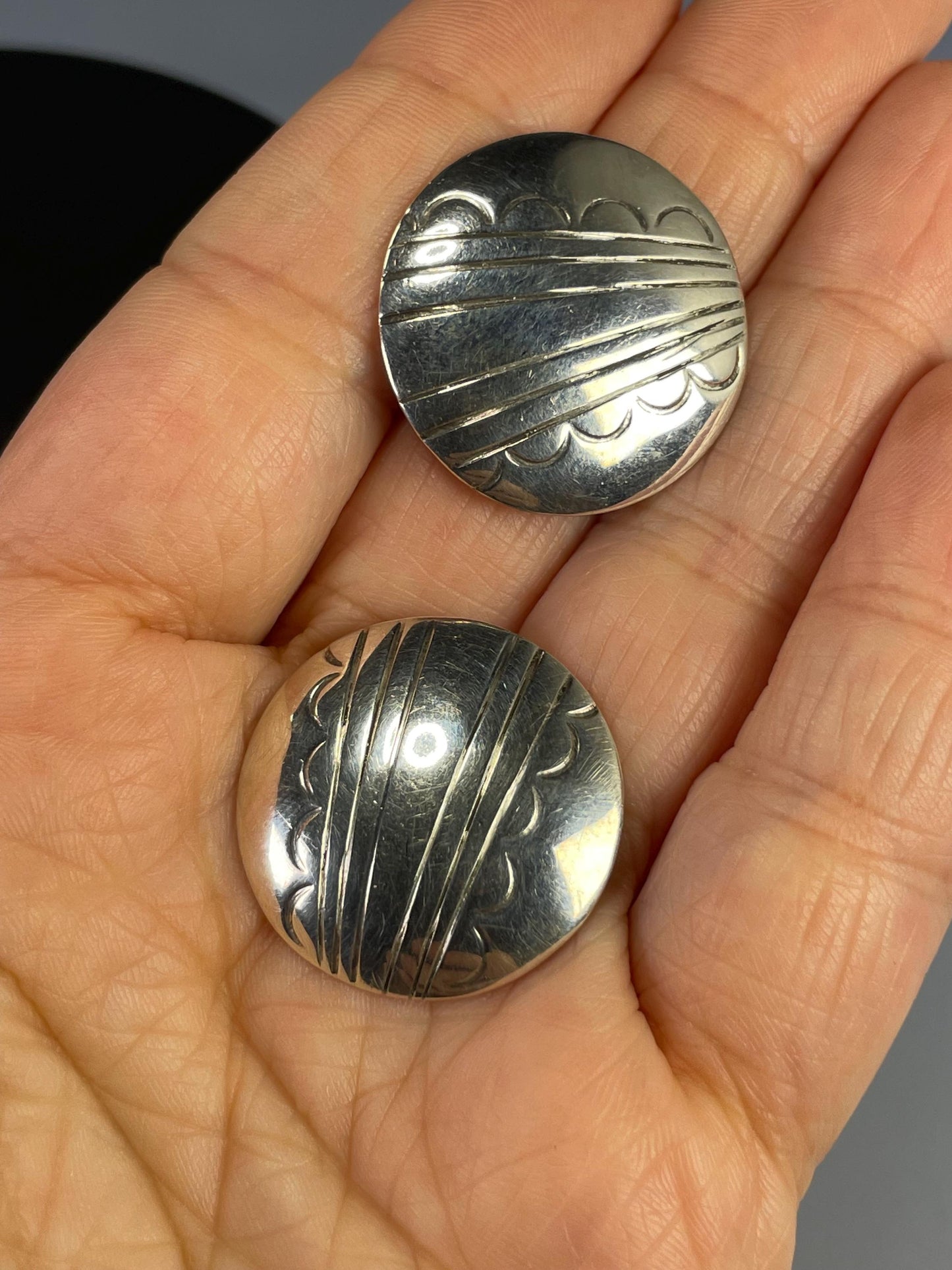 Lovely Pair of Yazzie Navajo Sterling Silver clip on earrings