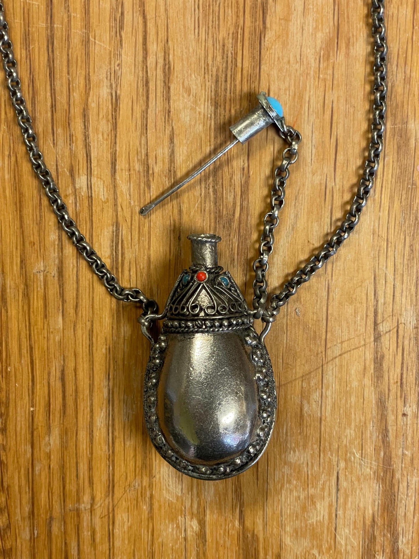 Vintage Beaded Perfume Snuff Bottle Necklace