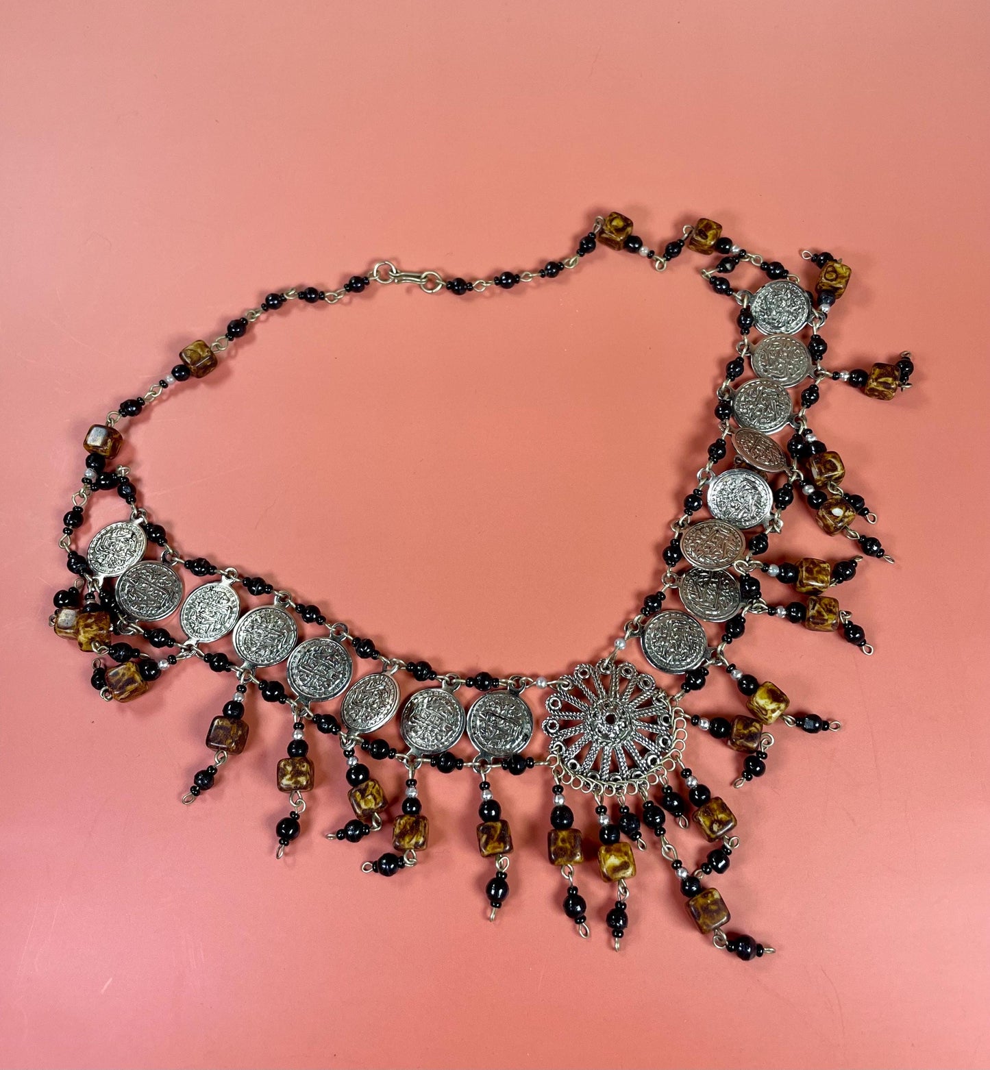 Vintage Style Beaded and Metal Necklace