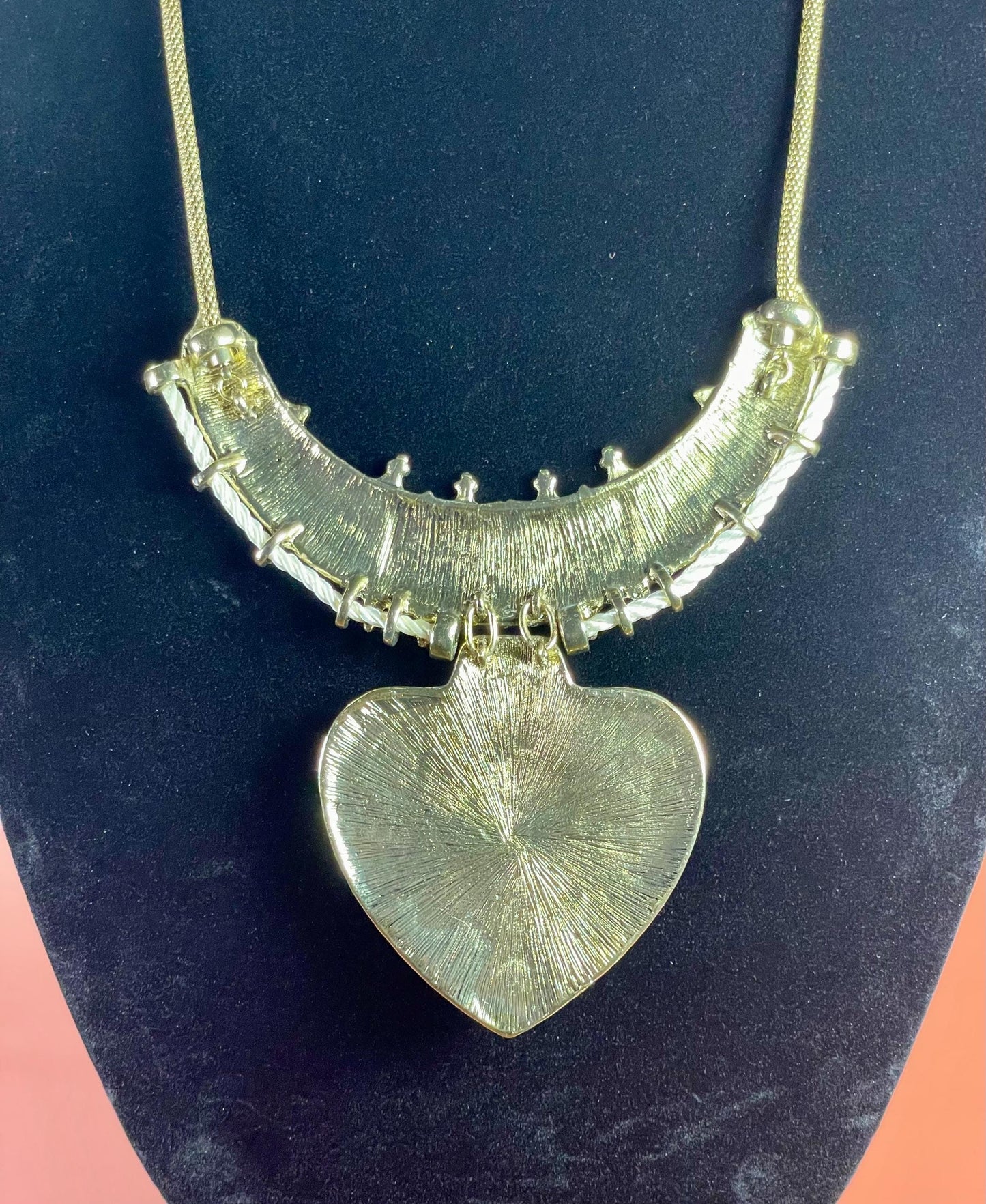 Bold Statement Necklace Turquoise & Coral Accents