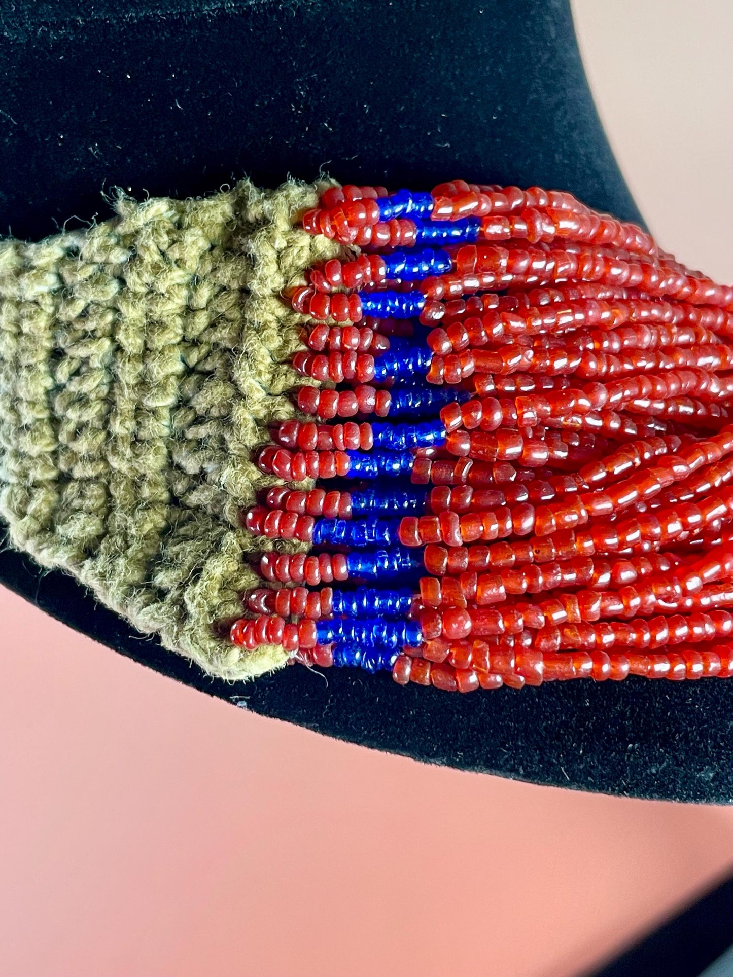 African Beaded Necklace with King George VI coin Button