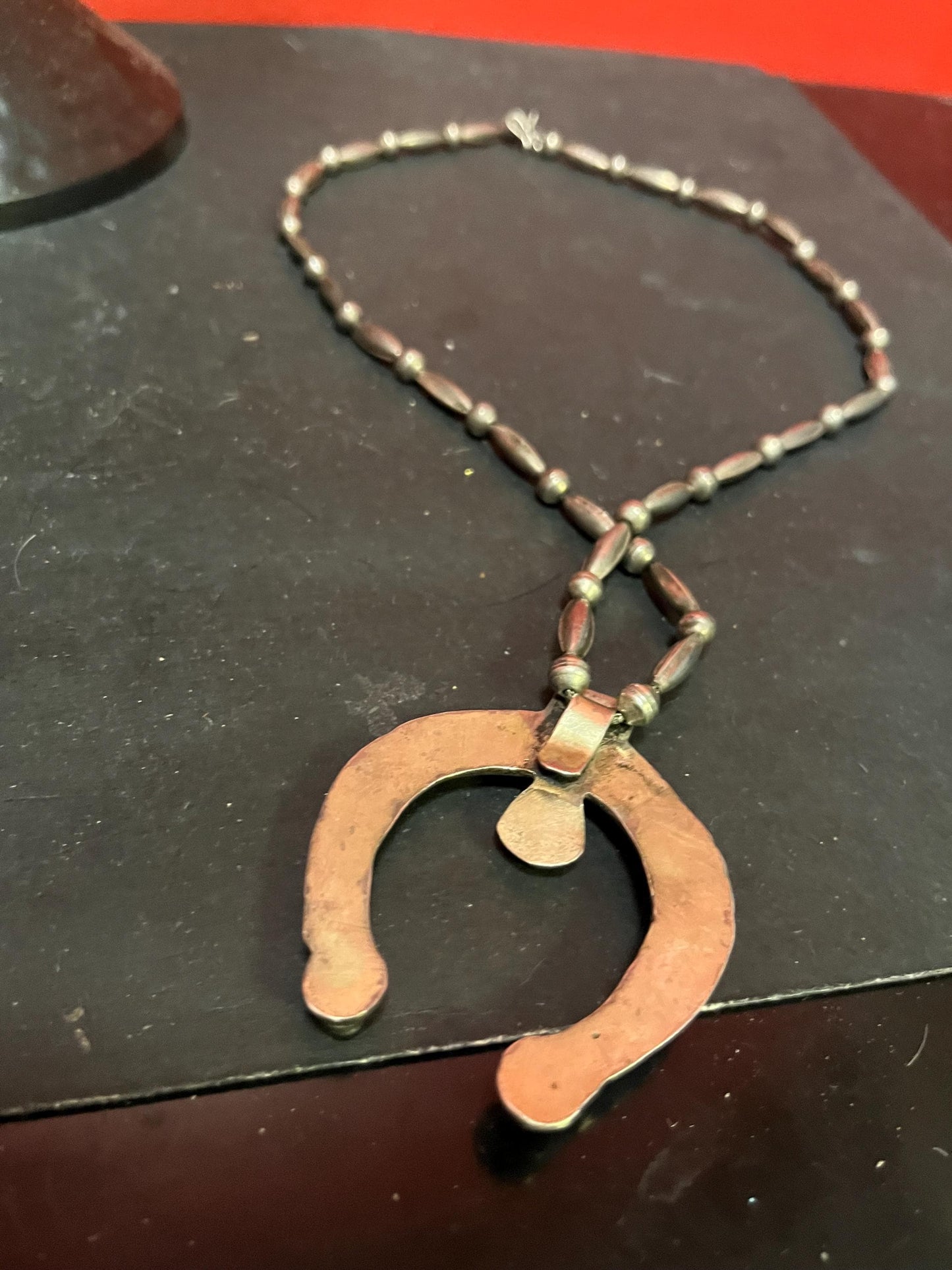 Stunning authentic antique sterling and turquoise Navajo squash blossom pendant with necklace - necklace 22 inches approx and pendant 2.5