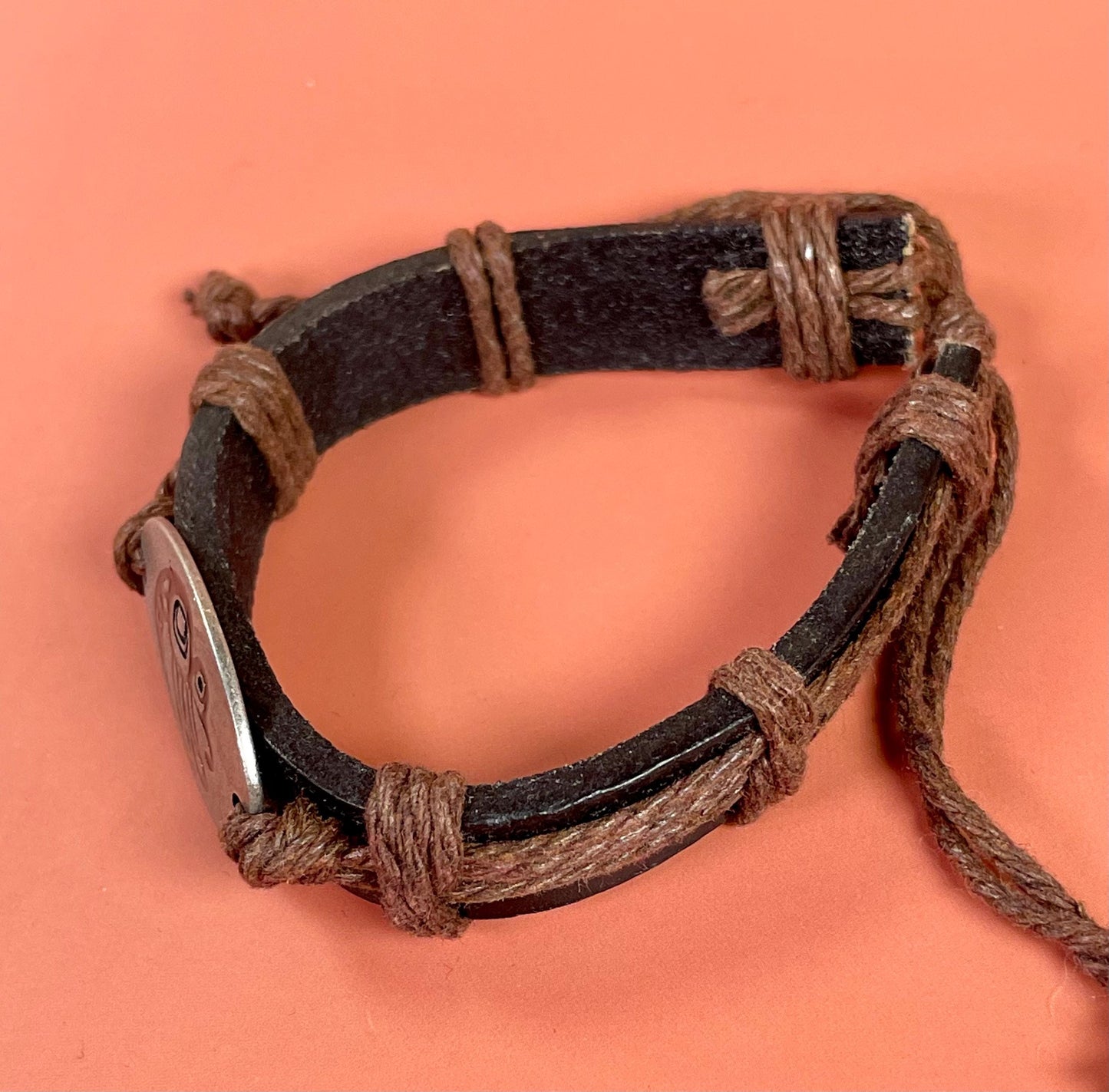 Handcrafted Leather Bracelet with Tribal Eagle Design