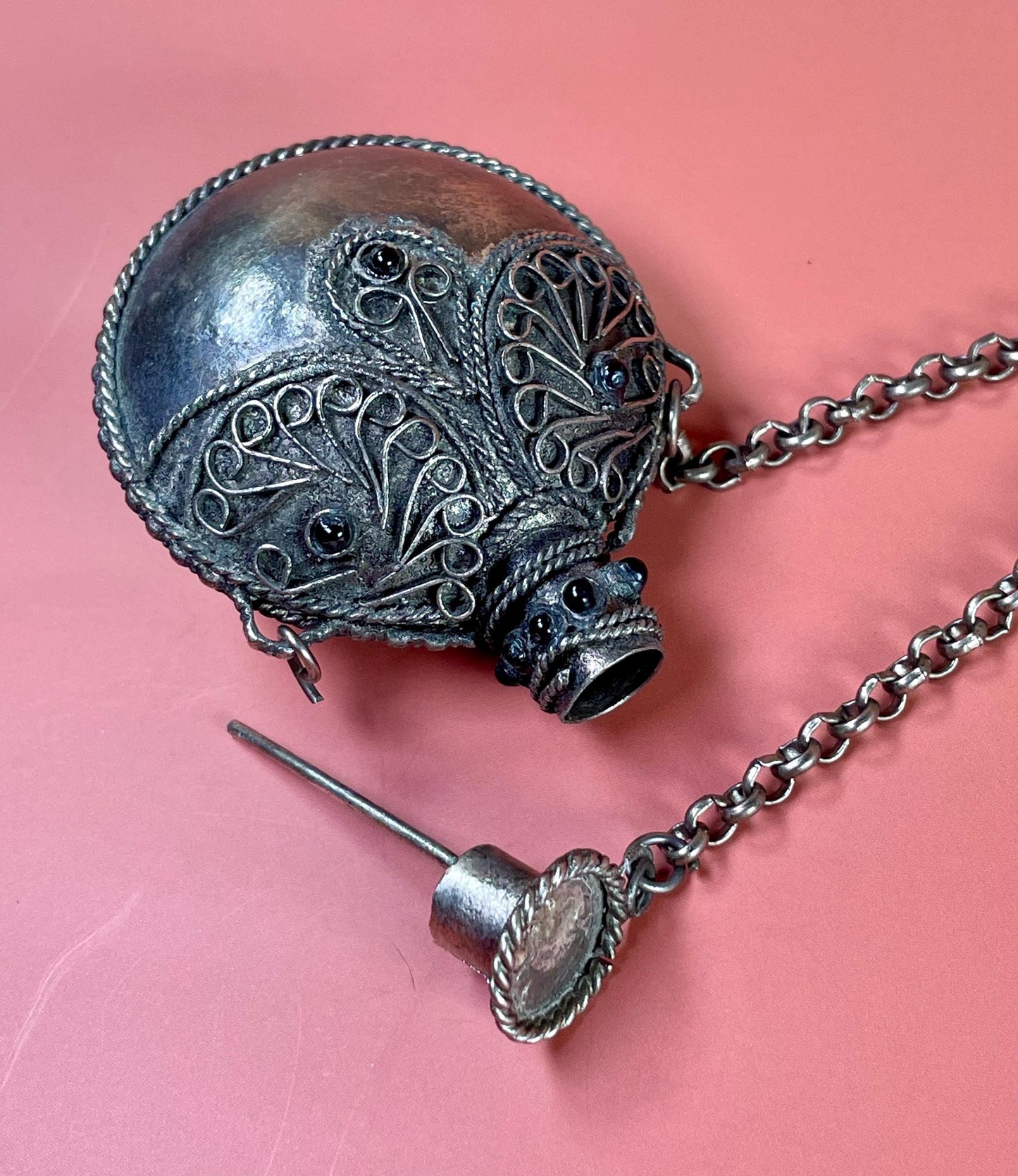 Persian untested silver Snuff Bottle Necklace